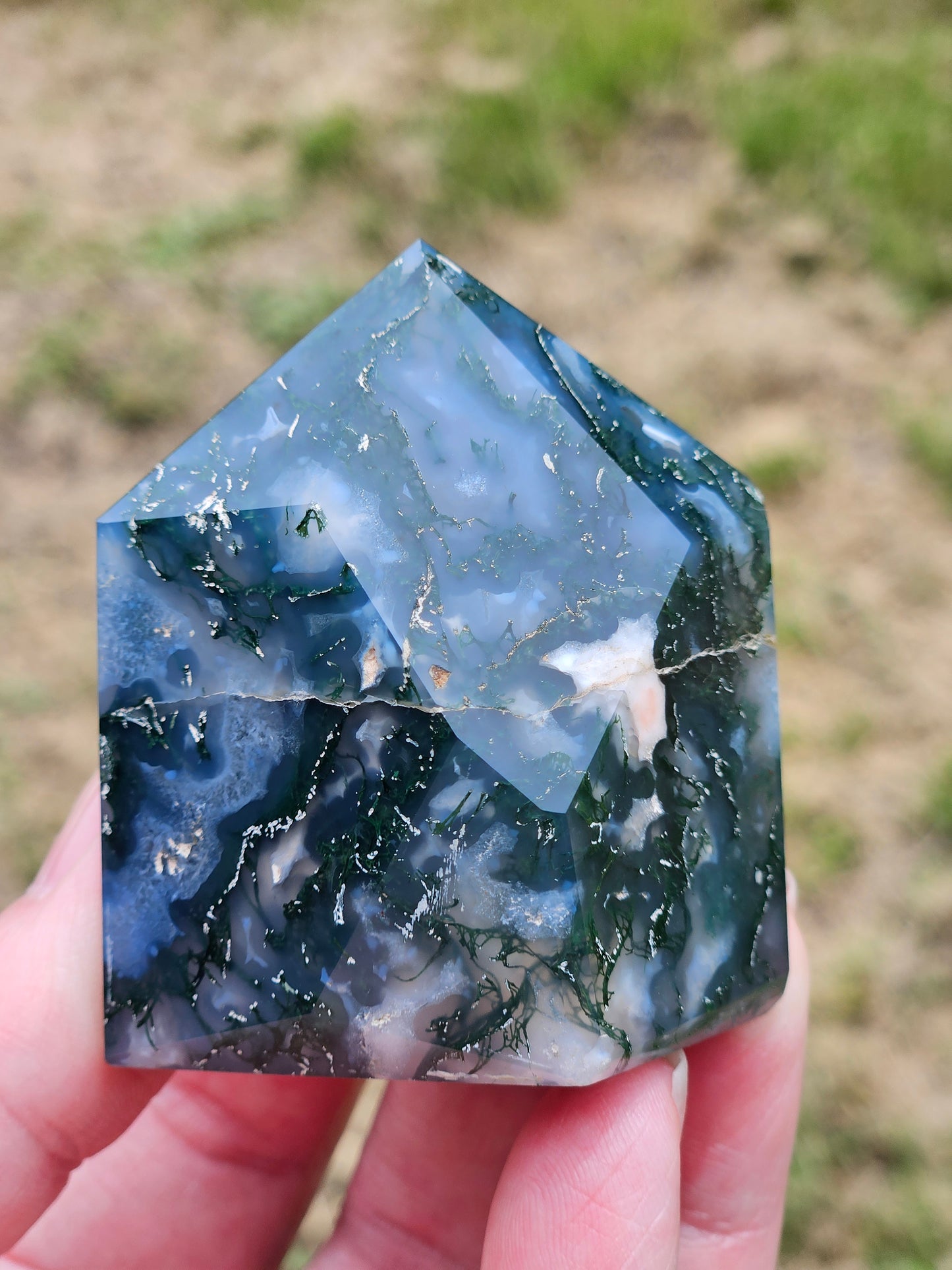 Moss Agate Freeform Tower