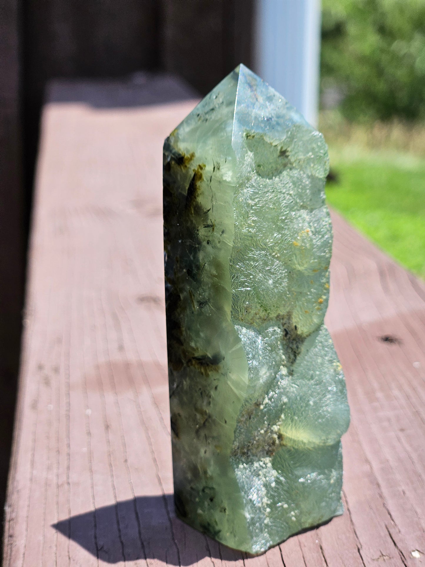 Prehnite with Epidote Half Rough Tower