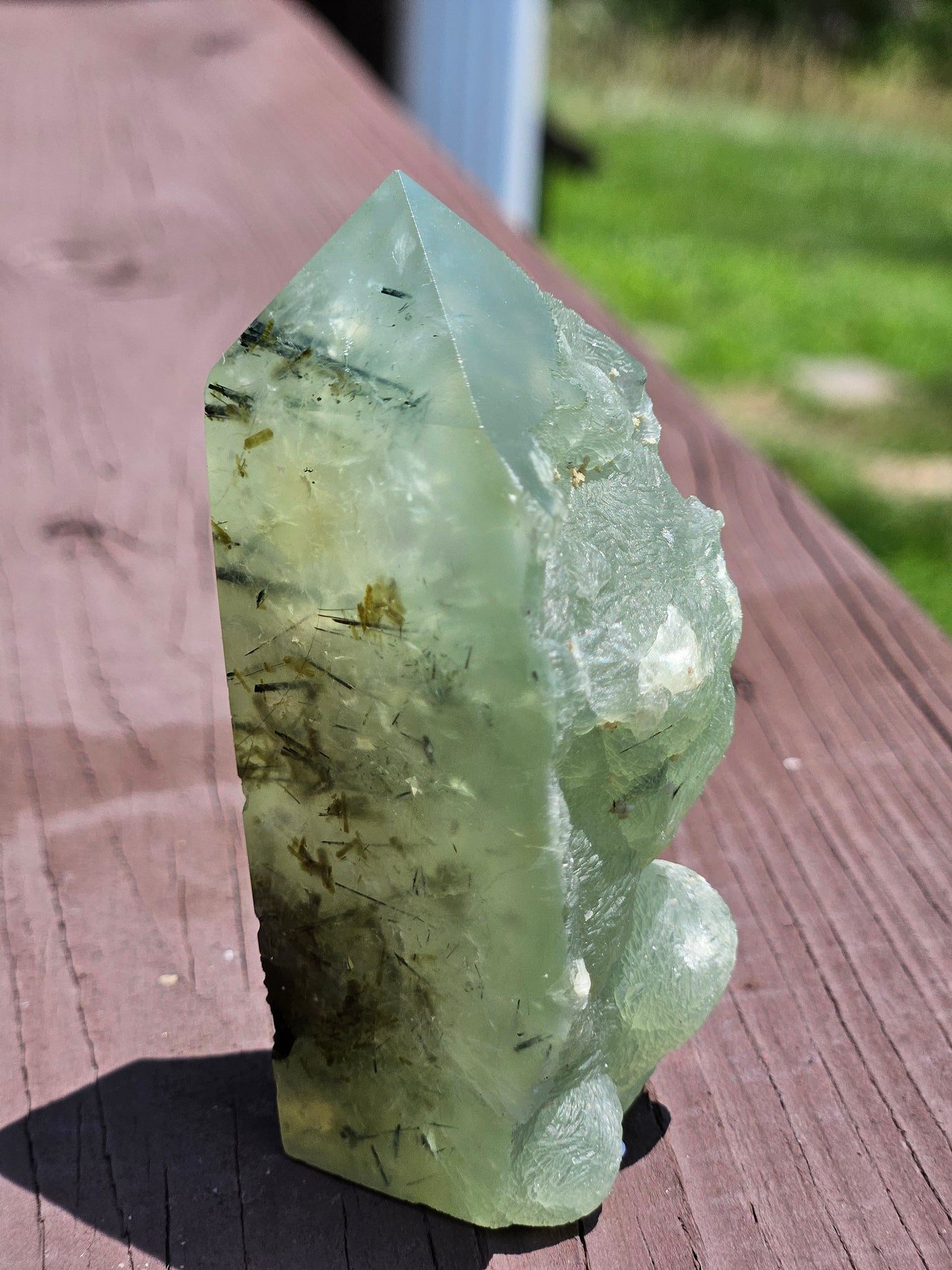 Prehnite with Epidote Half Rough Tower