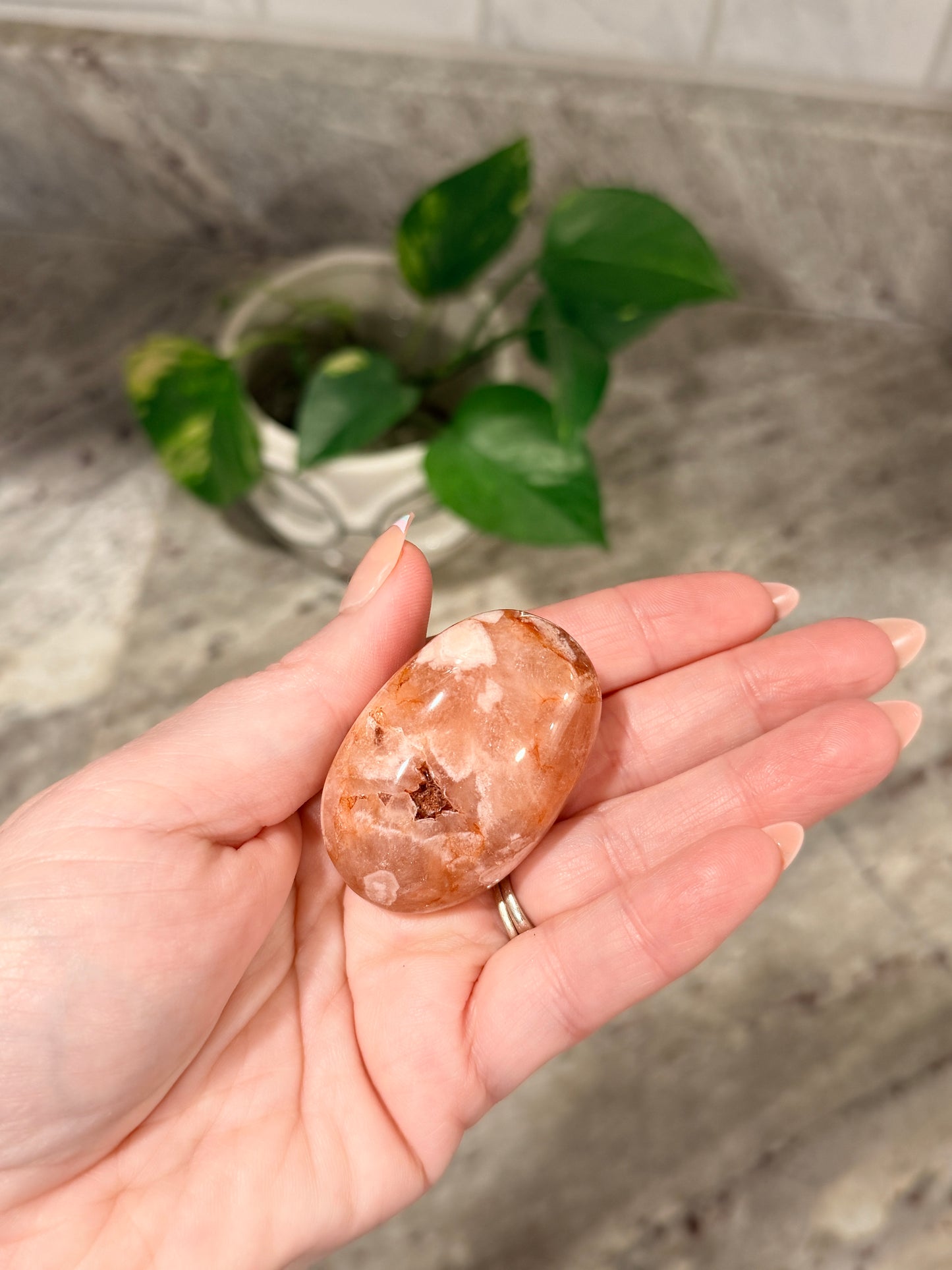 Carnelian Flower Agate Palm Stone