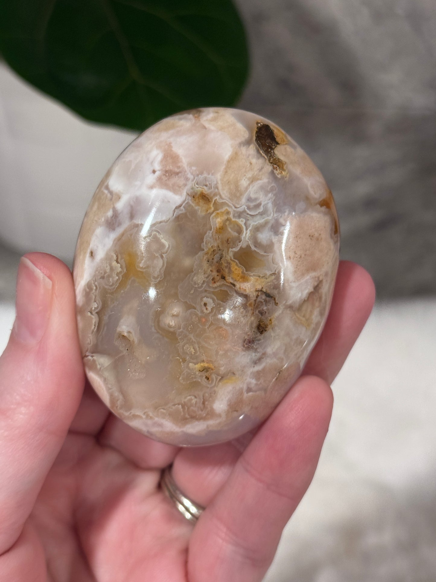 Flower Agate Palm Stone