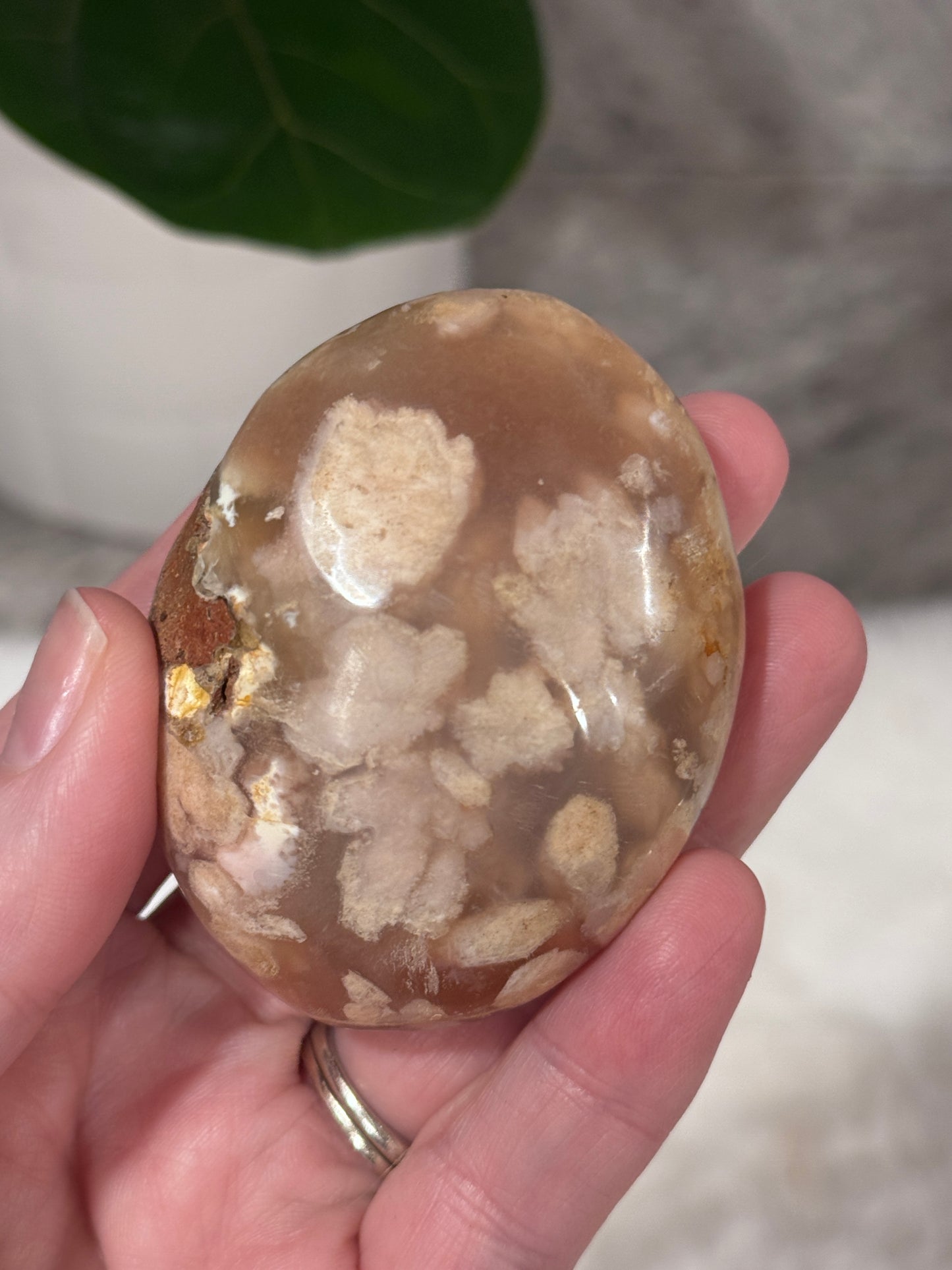 Flower Agate Palm Stone