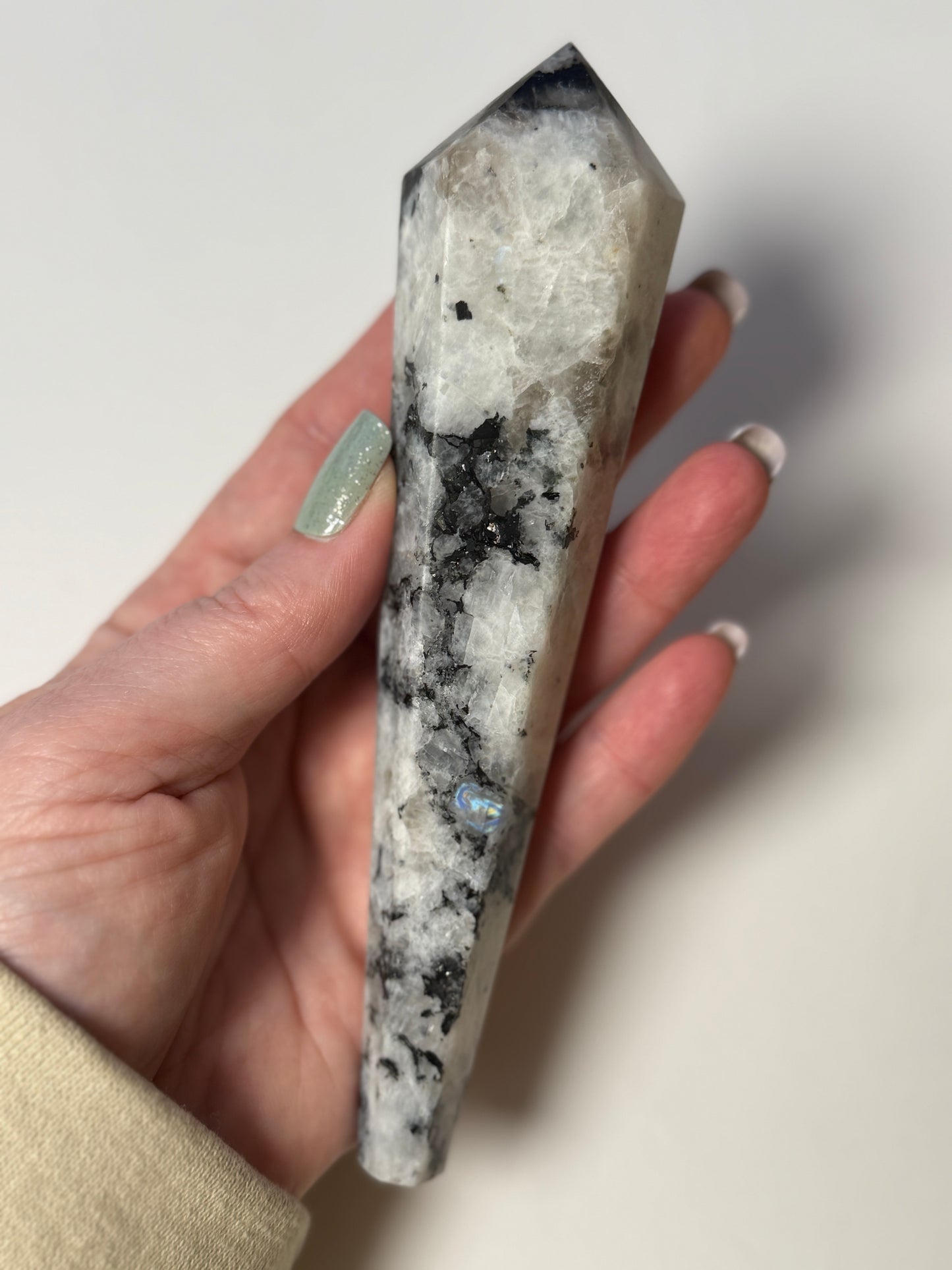 Rainbow Moonstone Scepter w stand