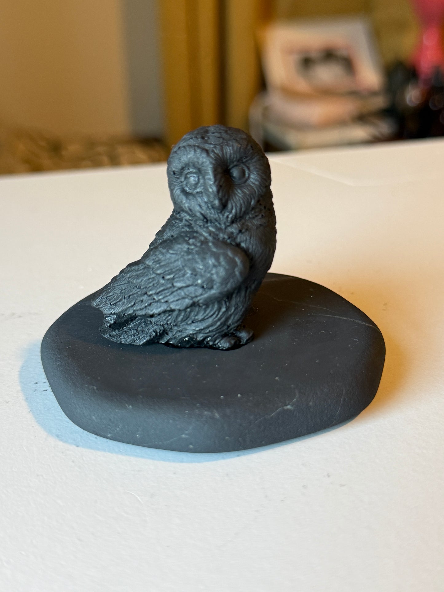 Shungite Figurine Owl Side Facing