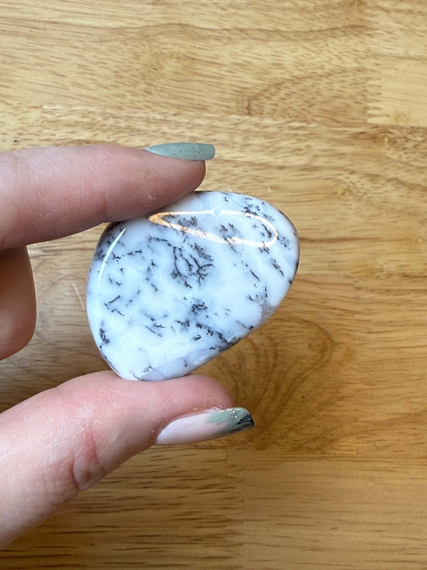 Dendritic Opal Flat Mini Palm Stone