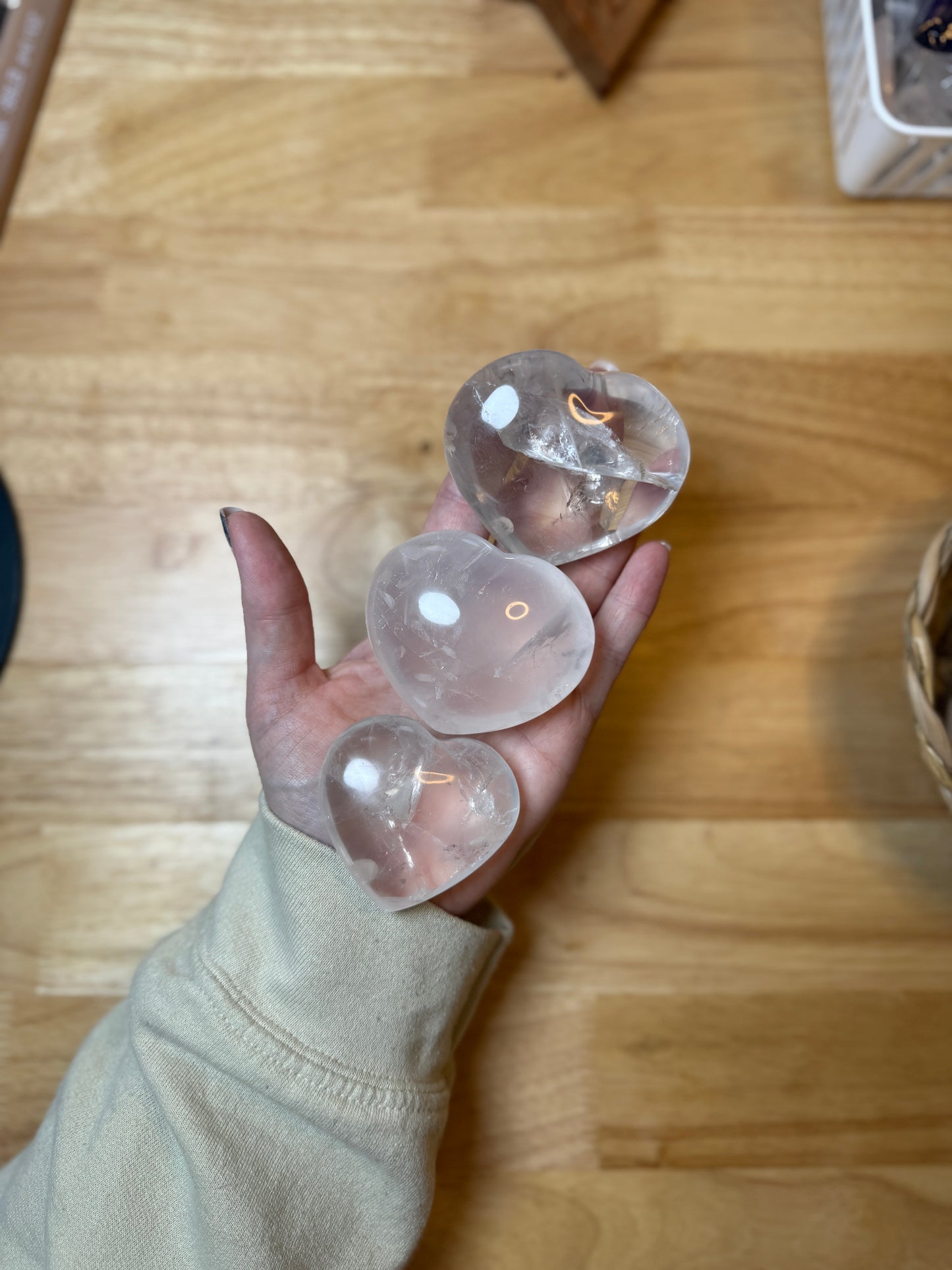 Girasol (Moon Quartz) Puffy Hearts