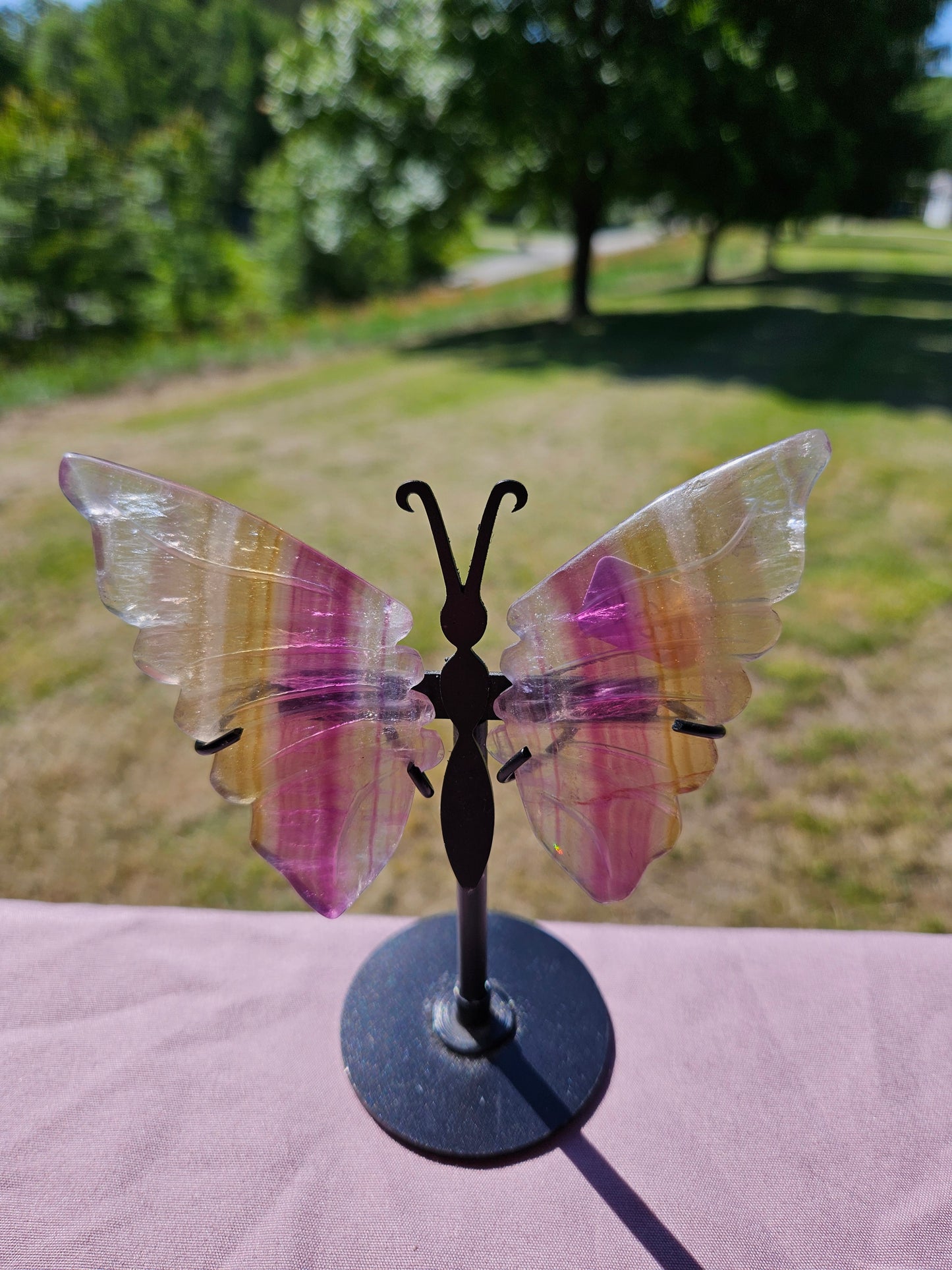 Fluorite Butterfly Wings on Stand
