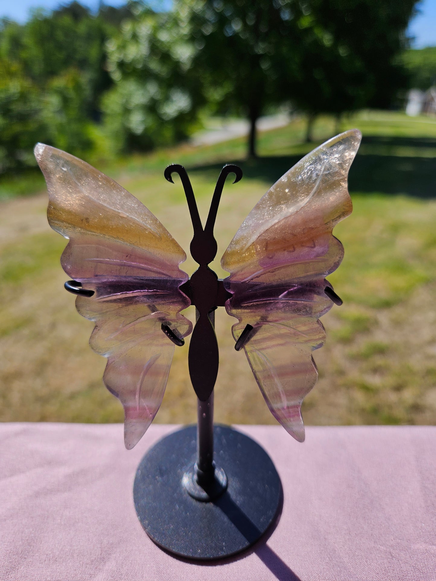 Fluorite Butterfly Wings on Stand