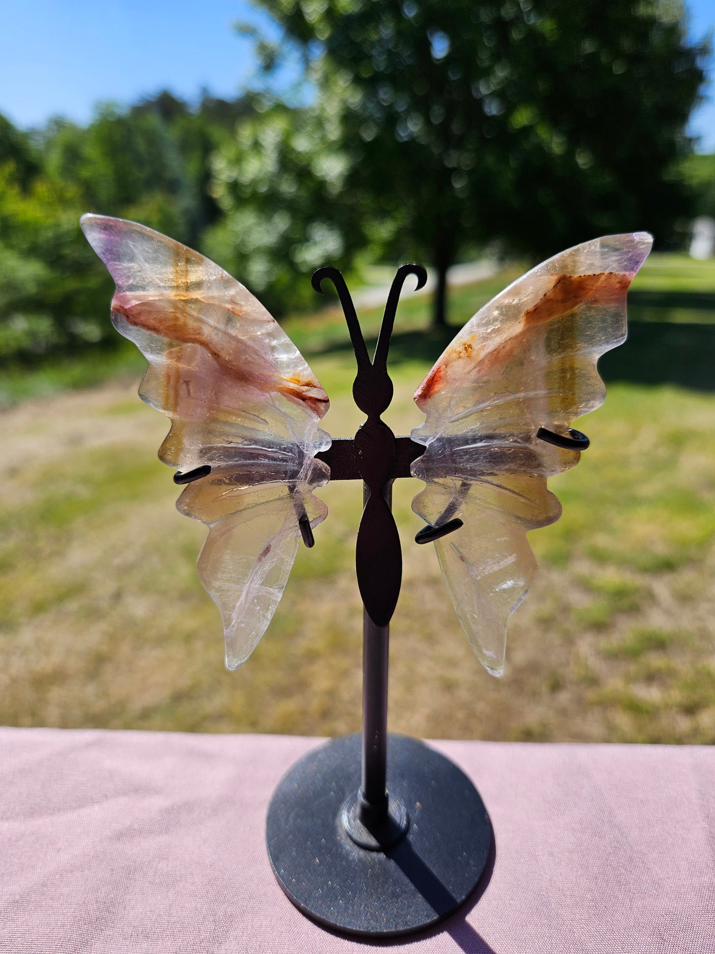 Fluorite Butterfly Wings on Stand