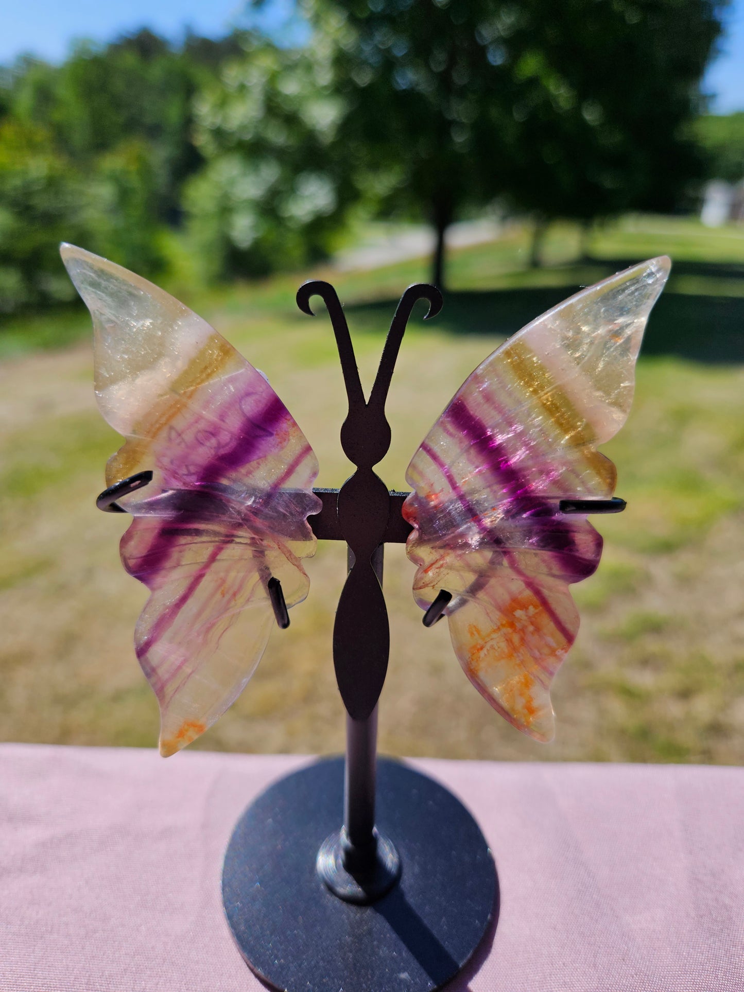 Fluorite Butterfly Wings on Stand