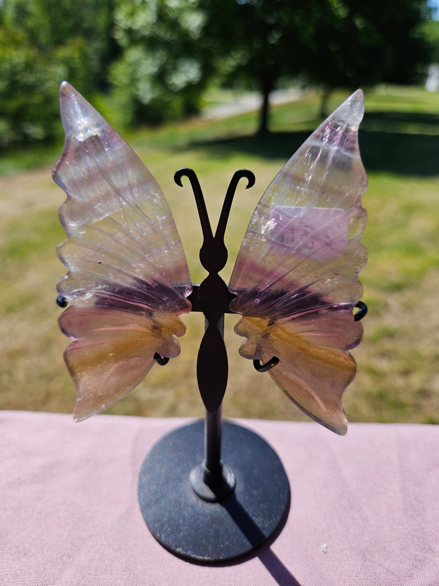 Fluorite Butterfly Wings on Stand