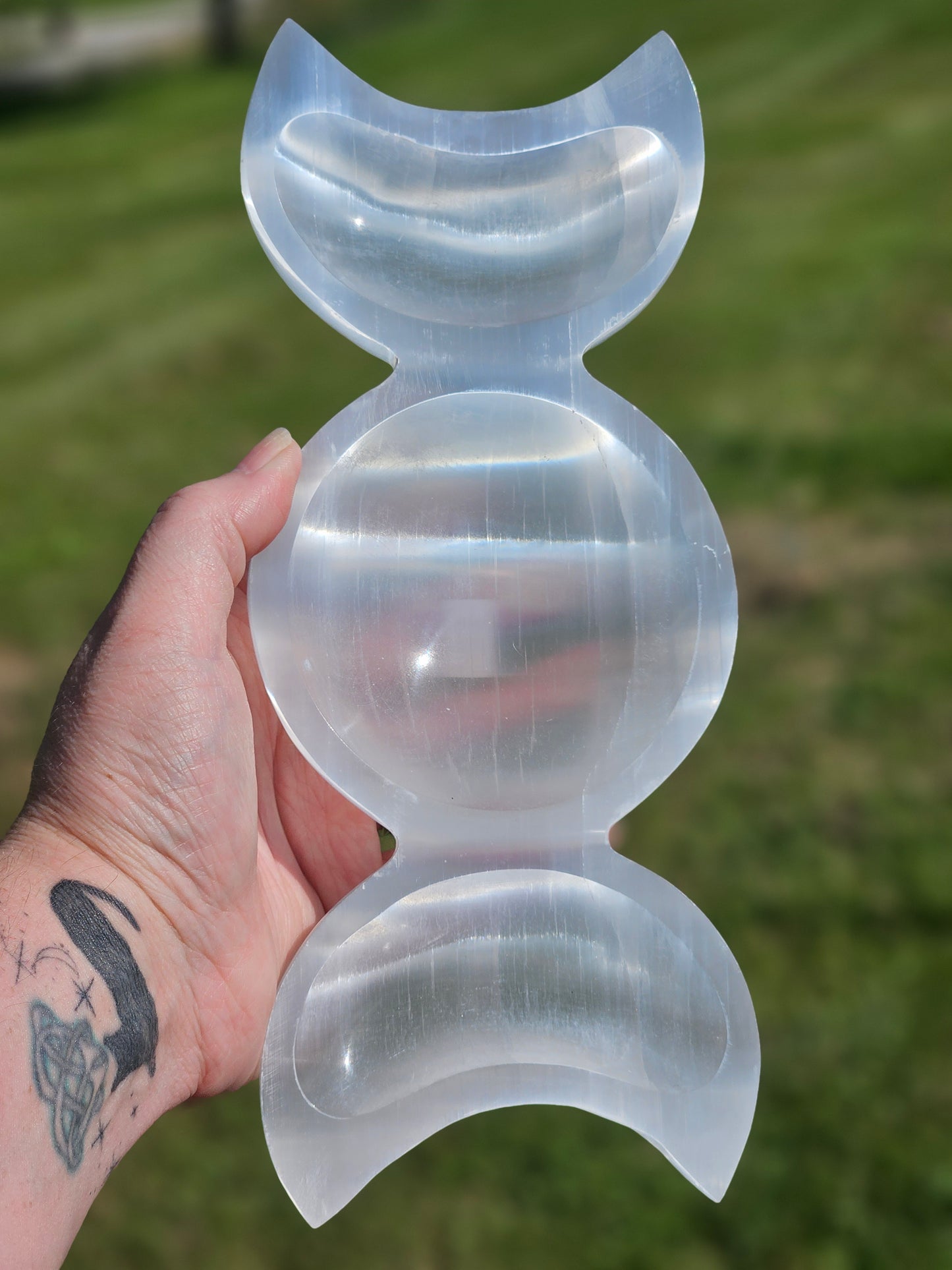 Large Triple Moon Selenite Bowl