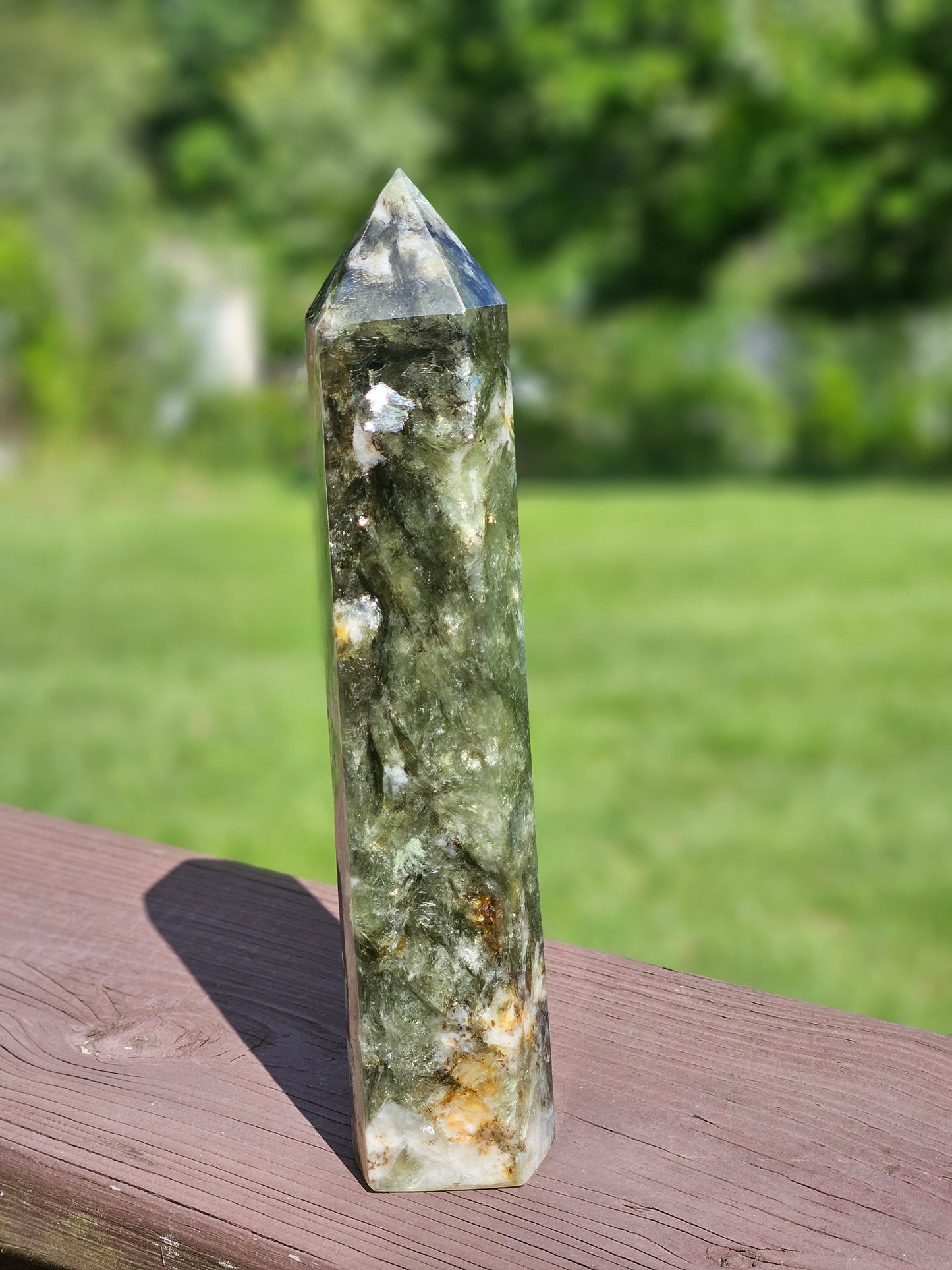 Large Green Lepidolite Mica Tower
