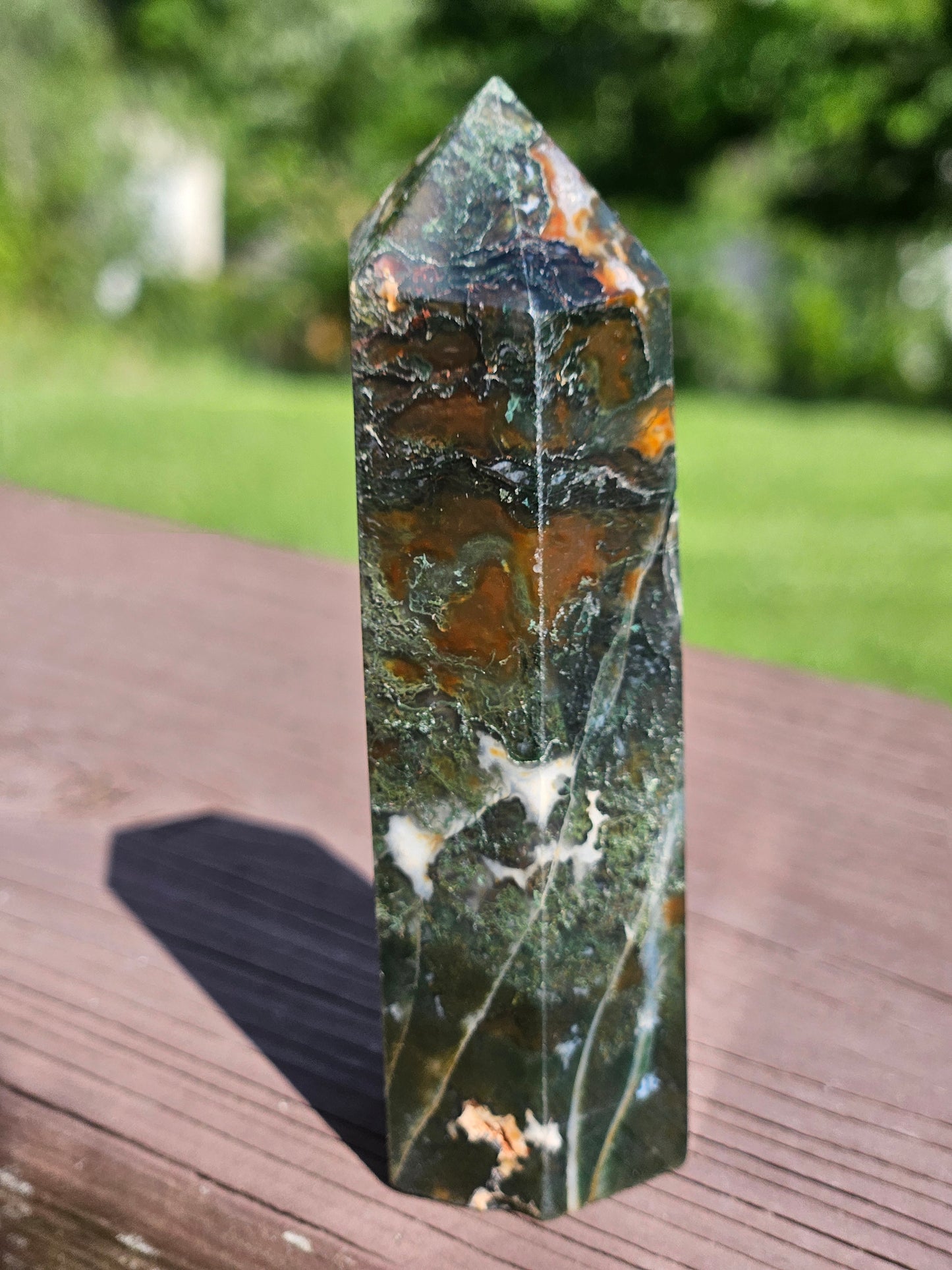 Red Moss Agate Tower