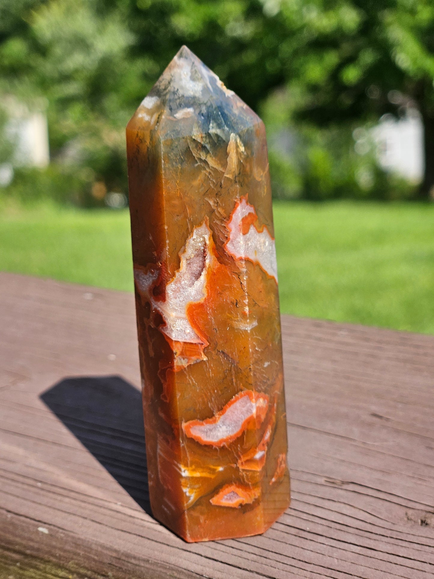 Red Moss Agate Tower