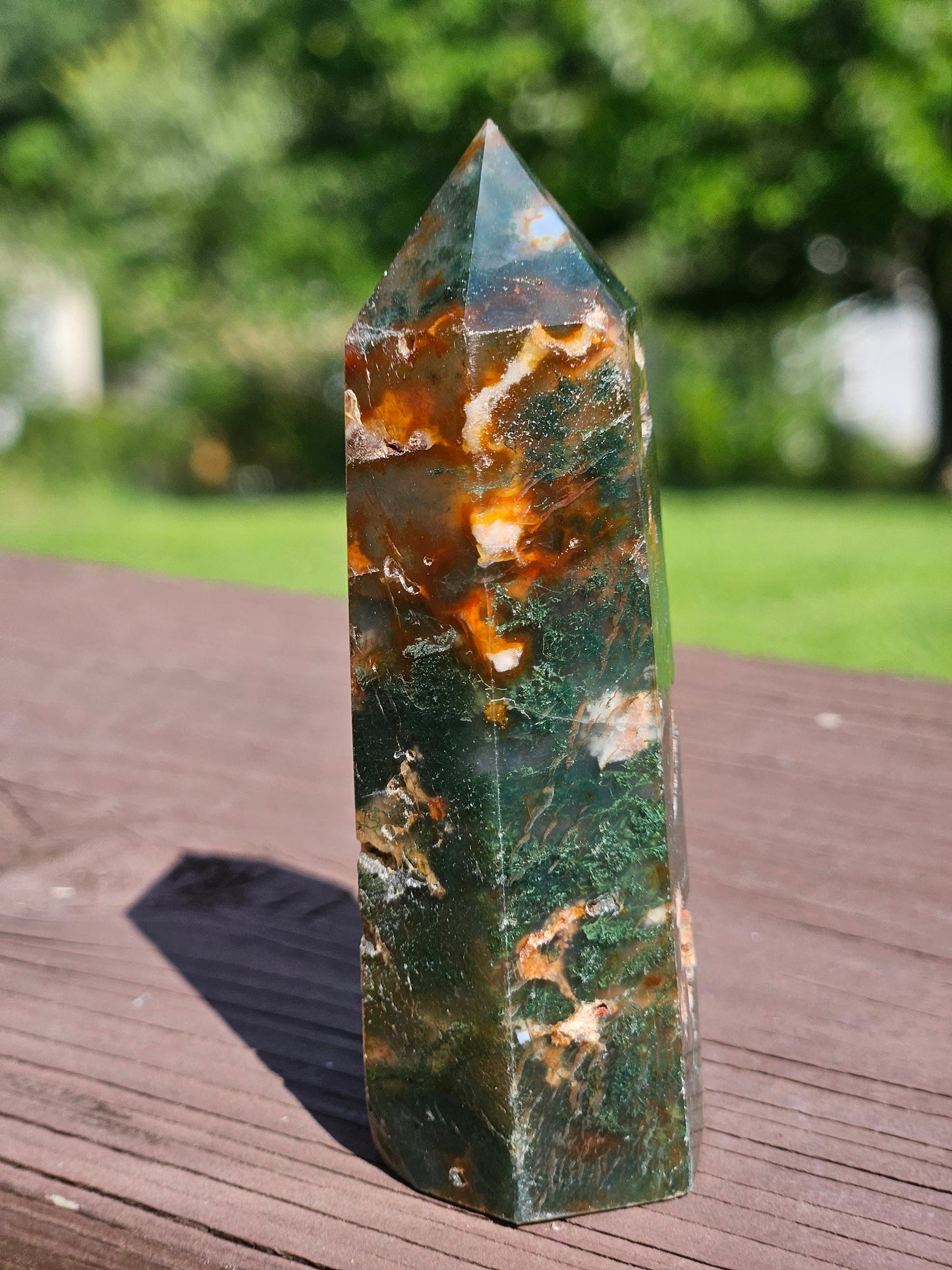 Red Moss Agate Tower