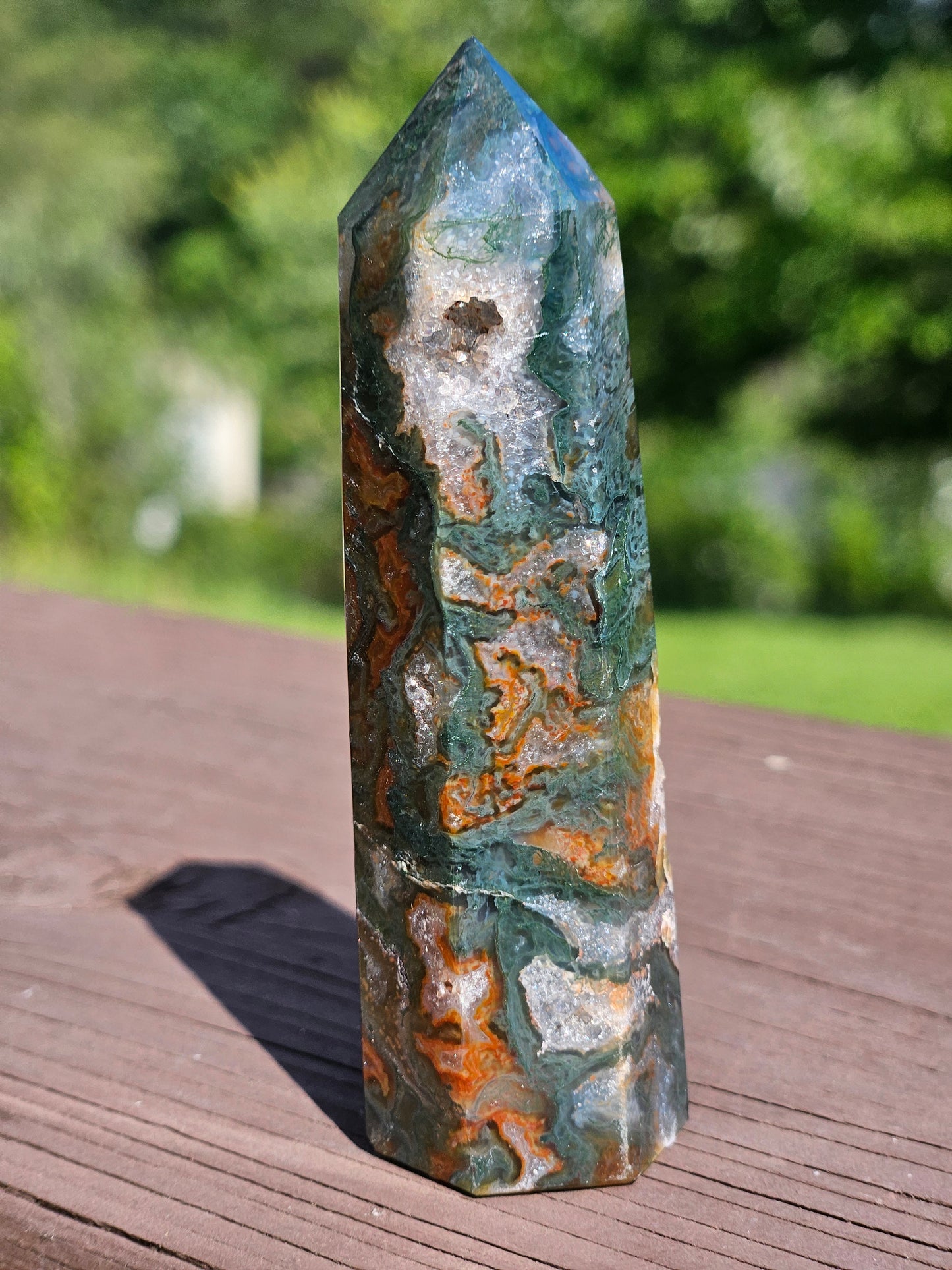 Red Moss Agate Tower