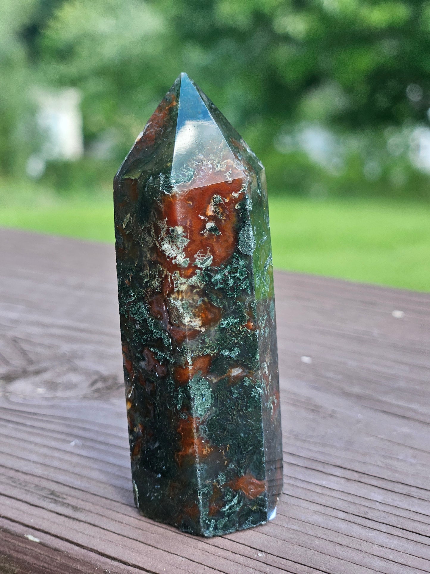 Red Moss Agate Tower