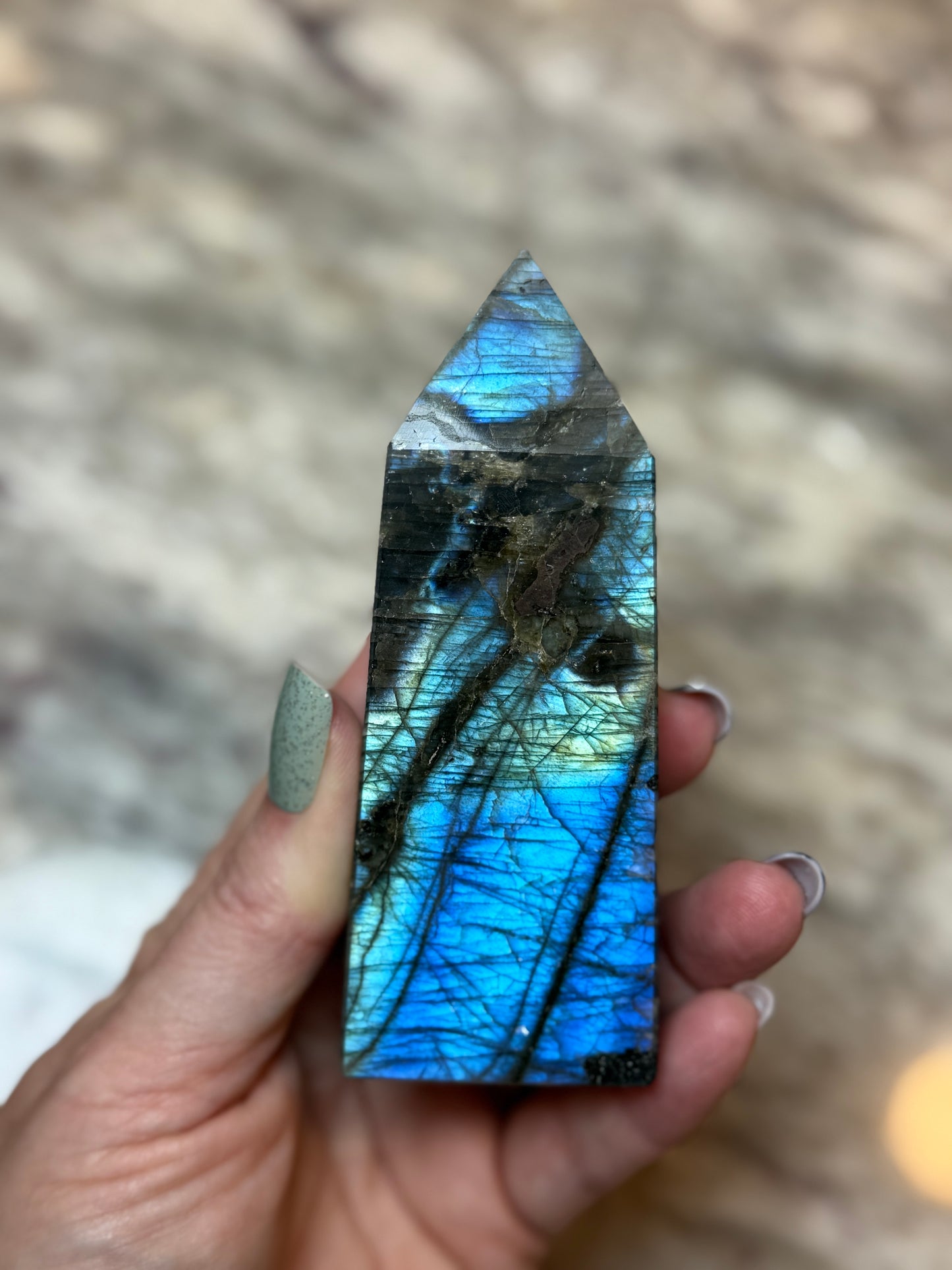 Natural Labradorite Obelisk Tower Point