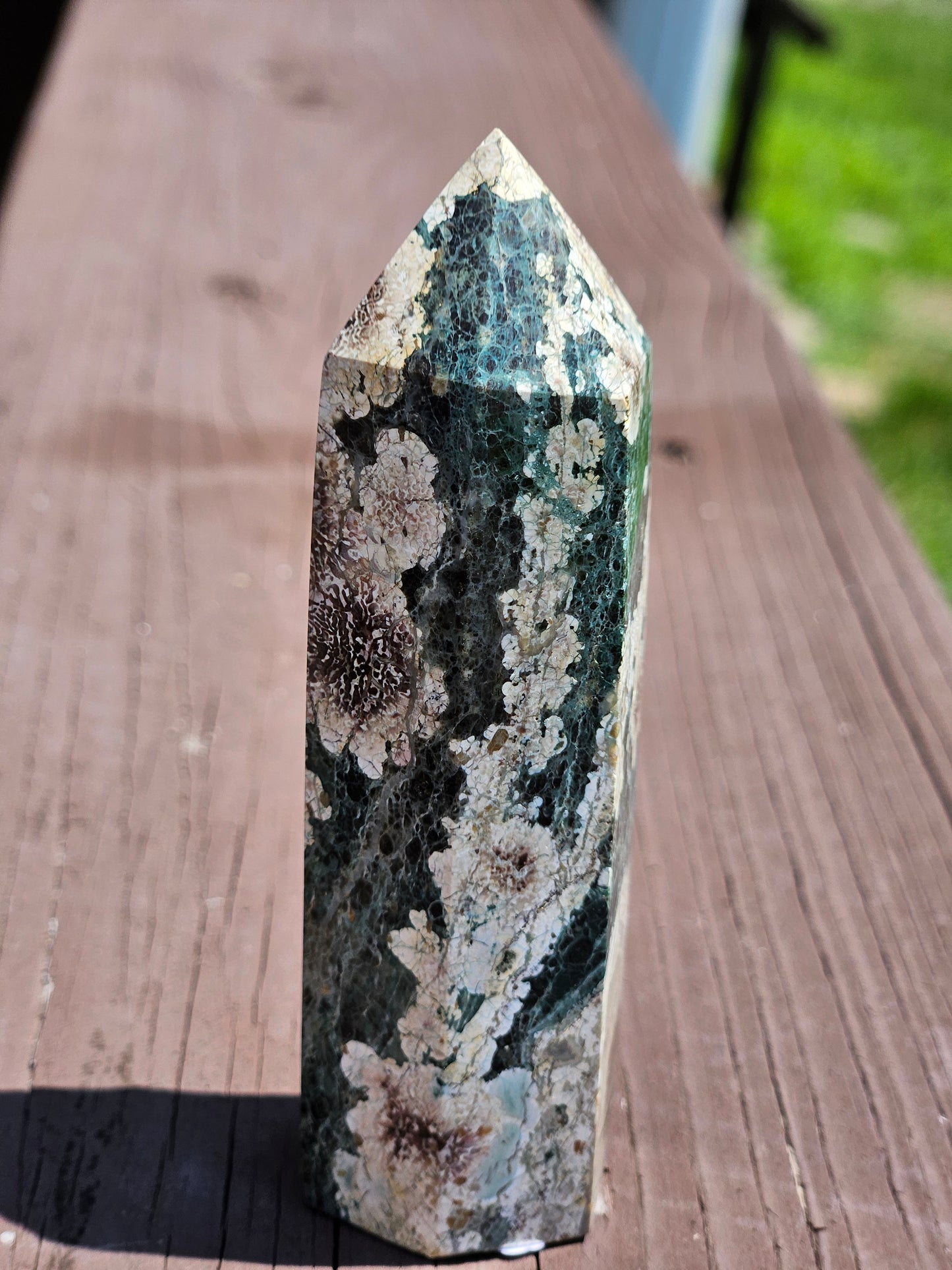 Green Flower Jasper Tower