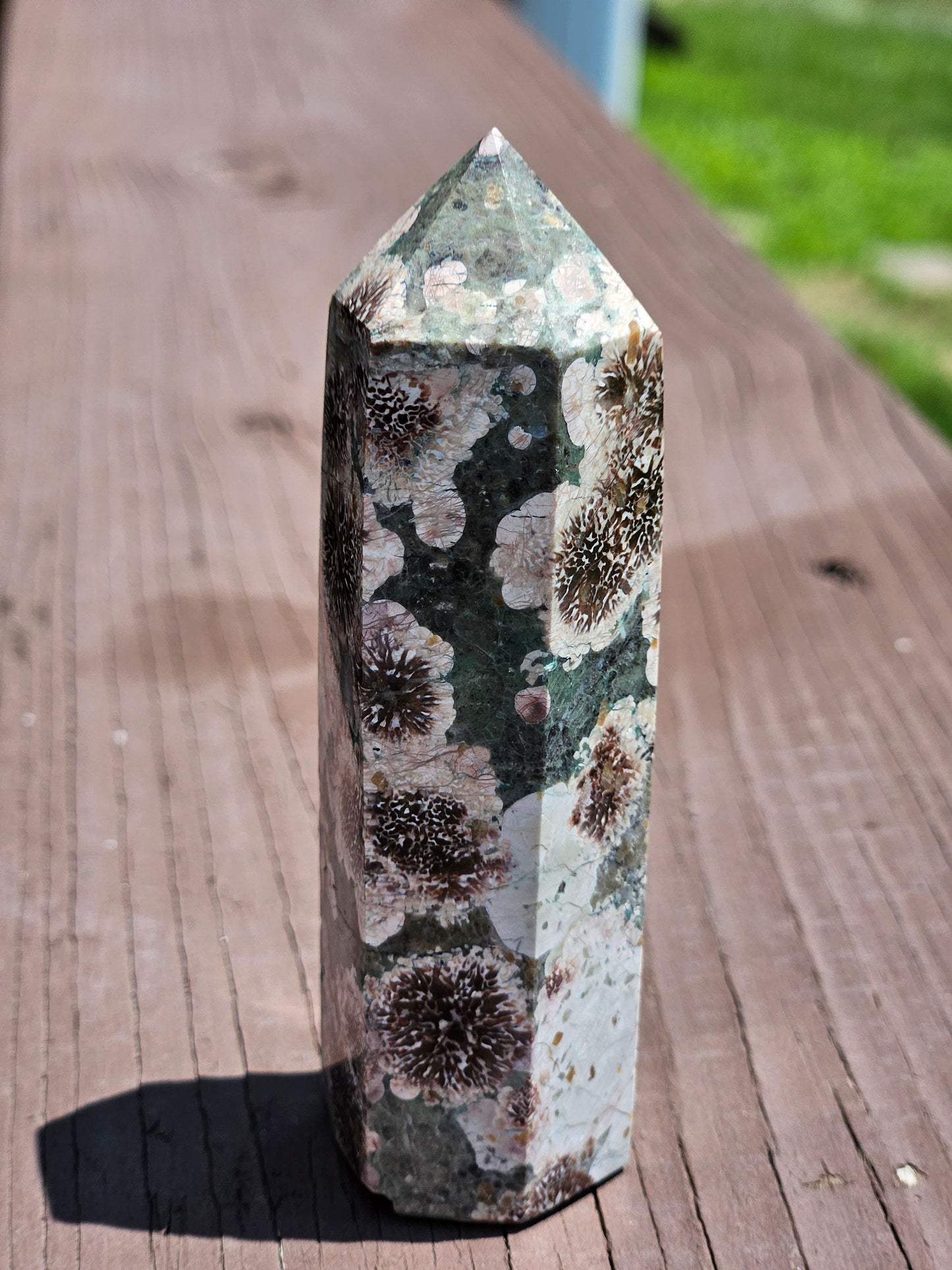 Green Flower Jasper Tower