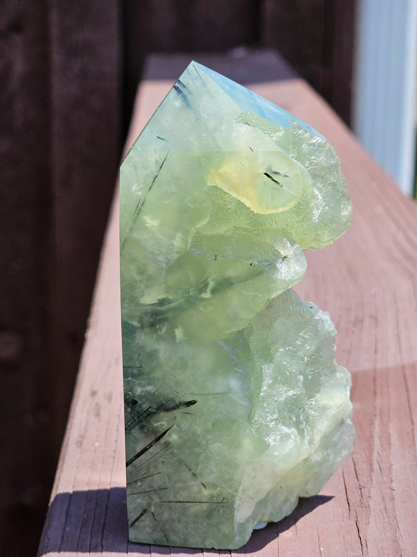 Prehnite with Epidote Half Rough Tower