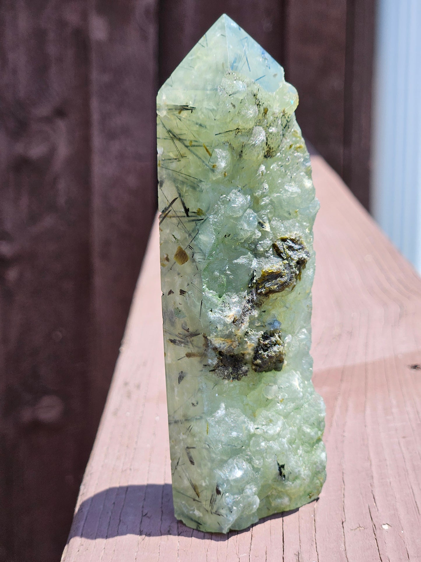 Prehnite with Epidote Half Rough Tower