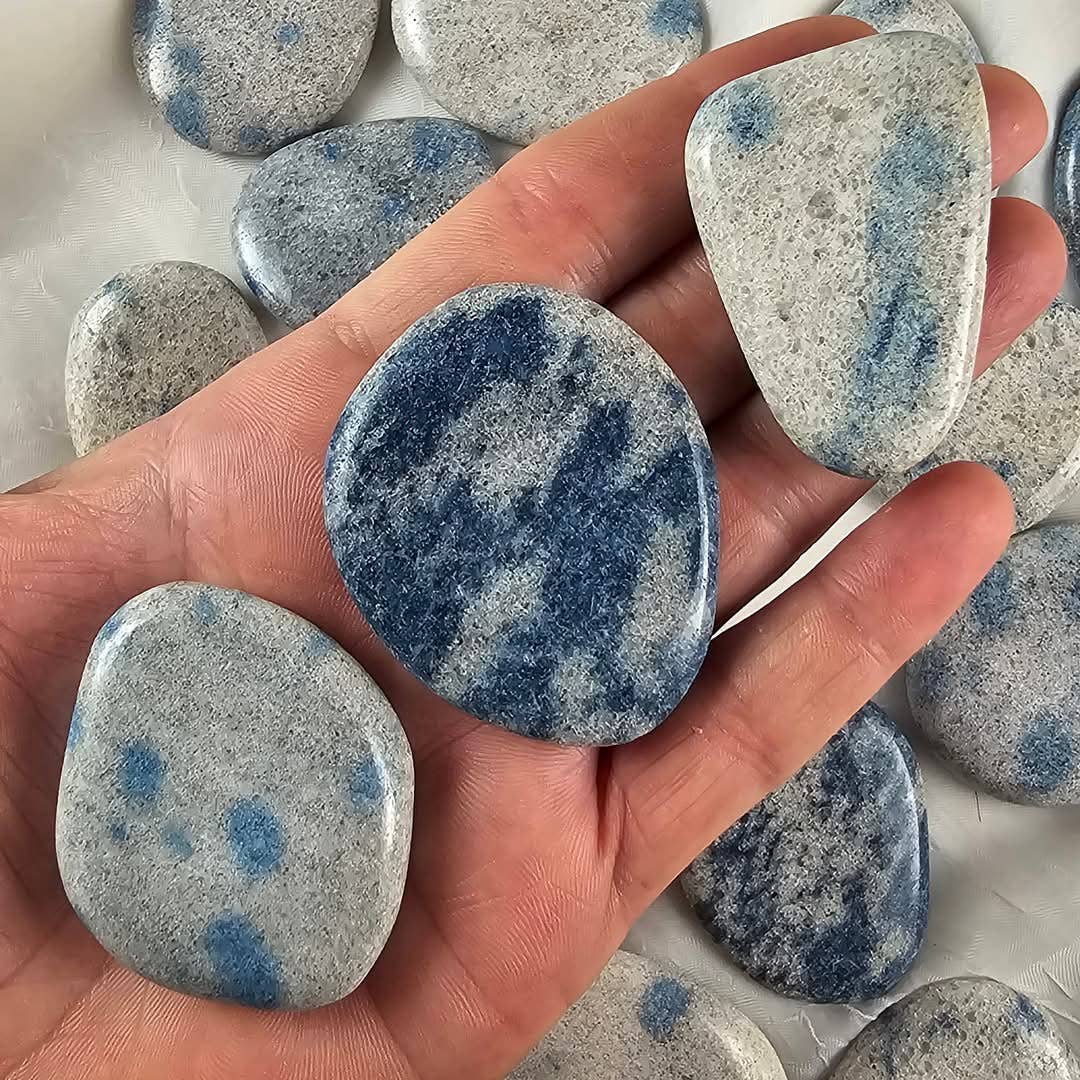 Apatite in Cleavelandite Flat Mini Palm Stone