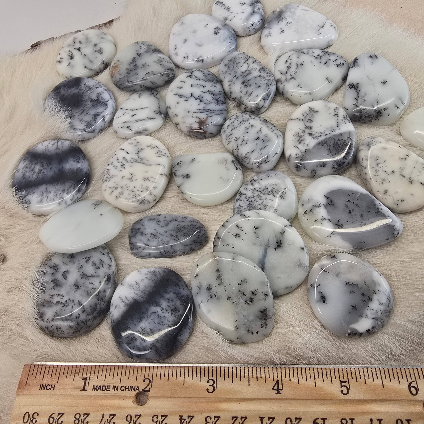 Dendritic Opal Flat Mini Palm Stone ~ Polished Crystals