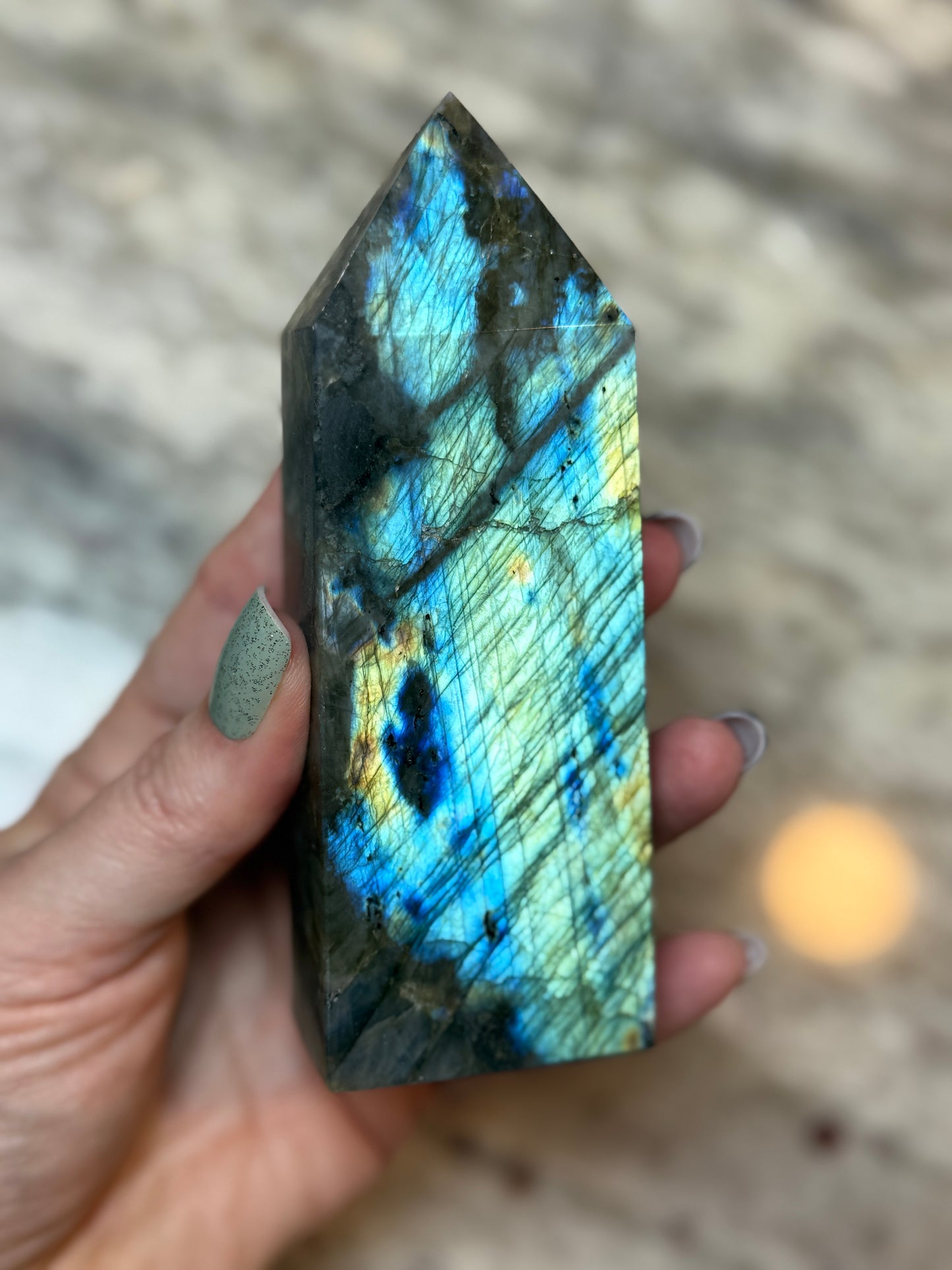 Natural Labradorite Obelisk Tower Point