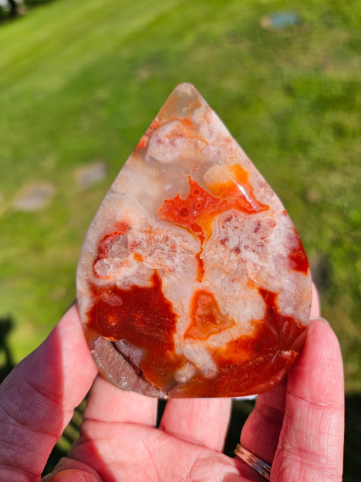 Carnelian Flower Agate Teardrop