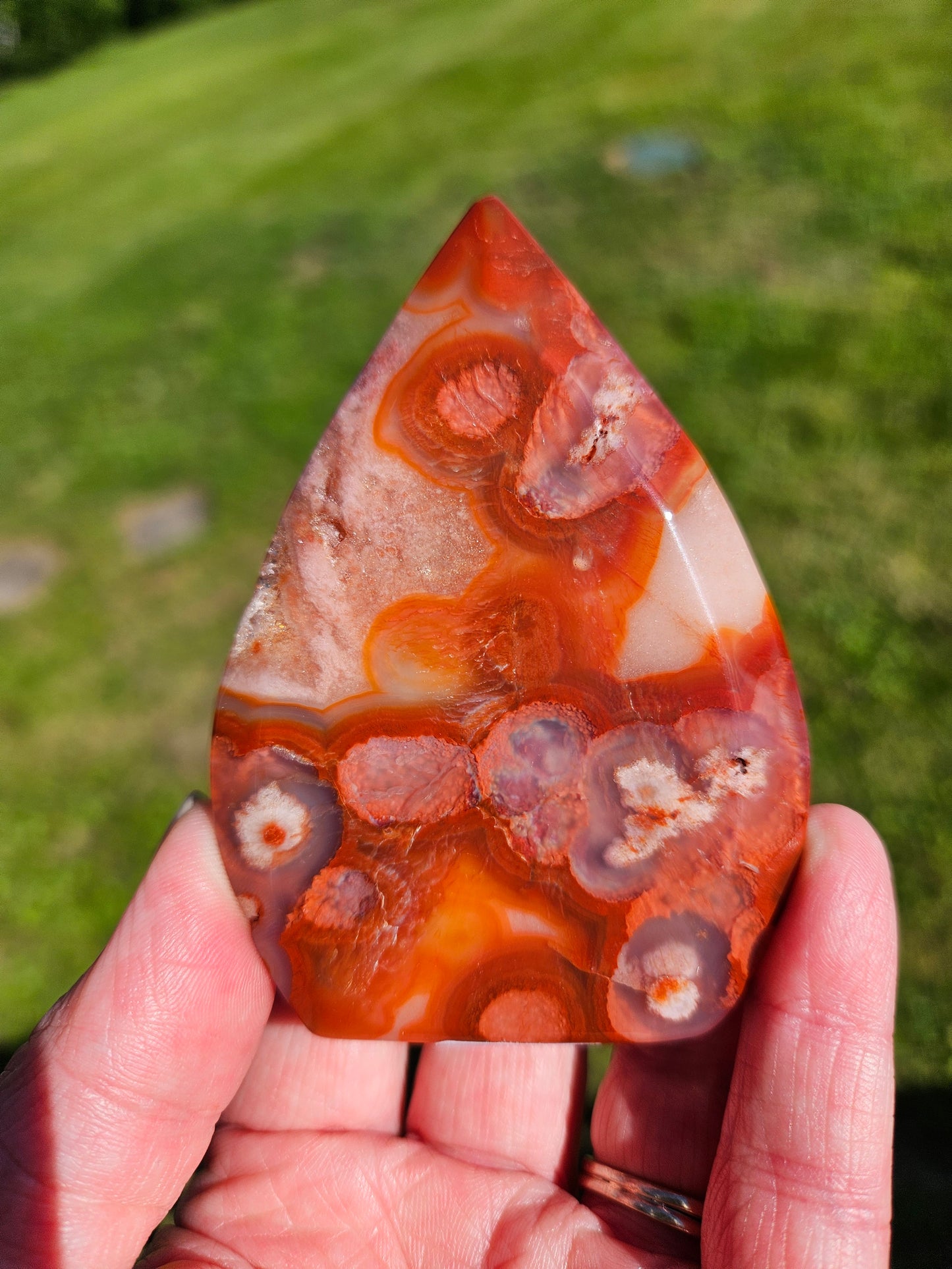 Carnelian Flower Agate Teardrop