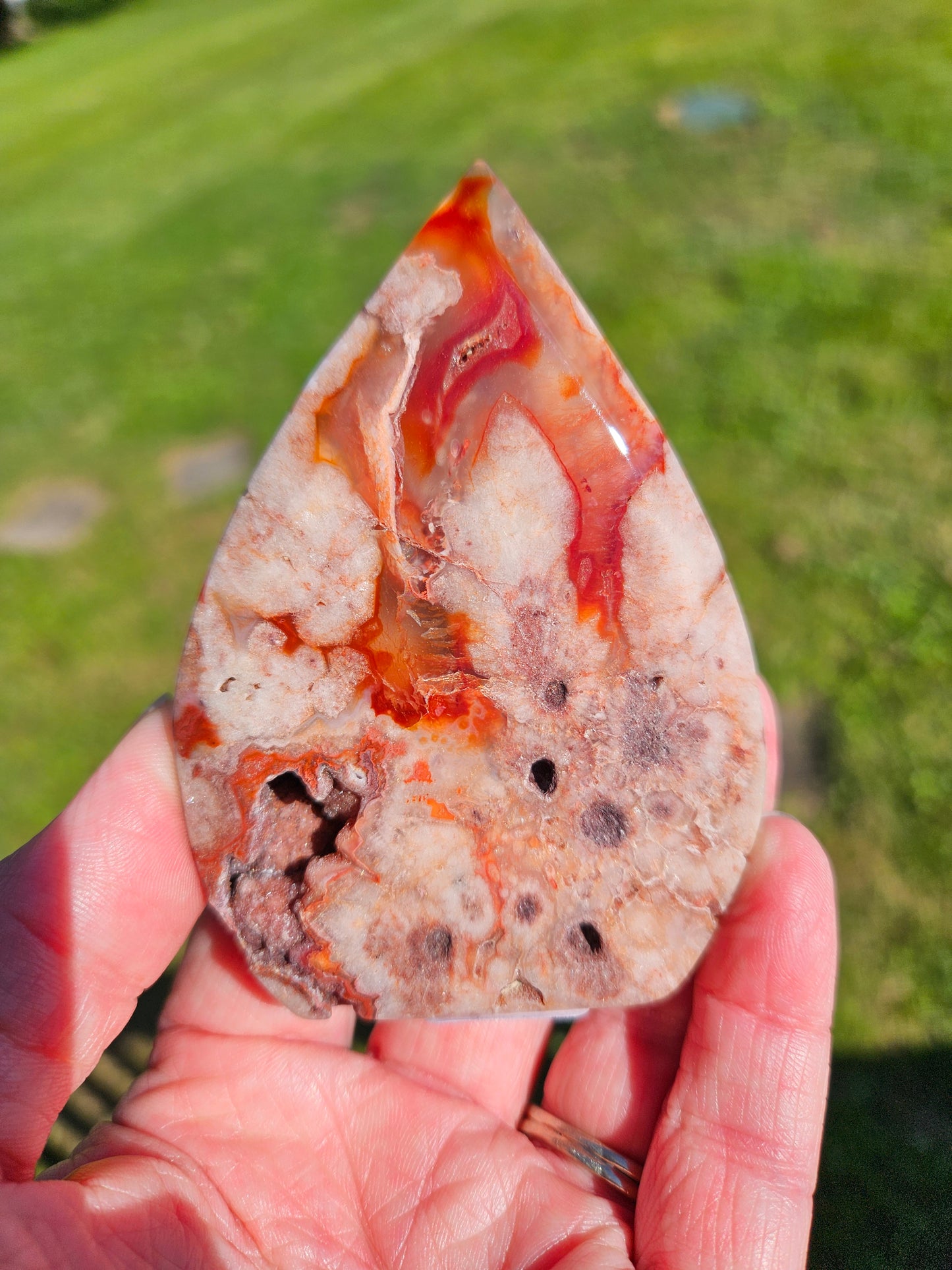 Carnelian Flower Agate Teardrop