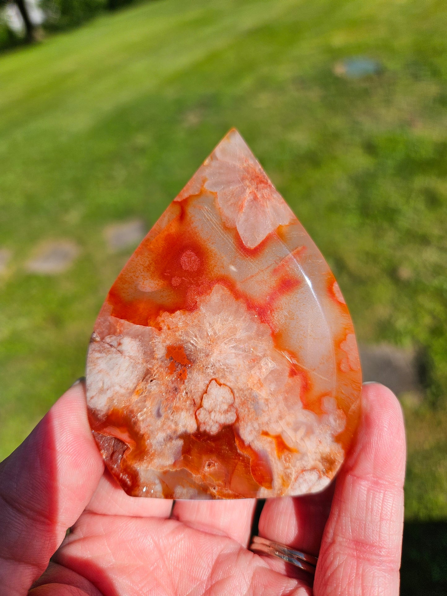 Carnelian Flower Agate Teardrop