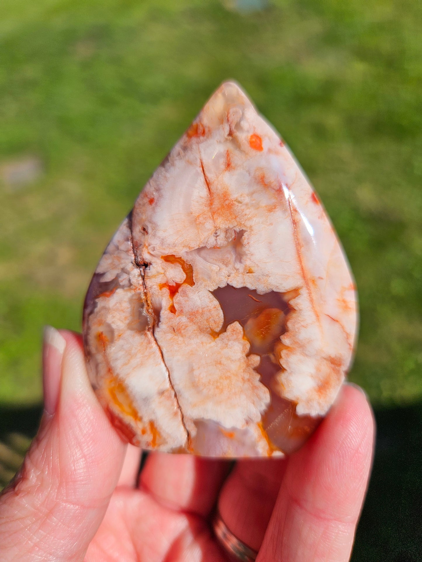 Carnelian Flower Agate Teardrop