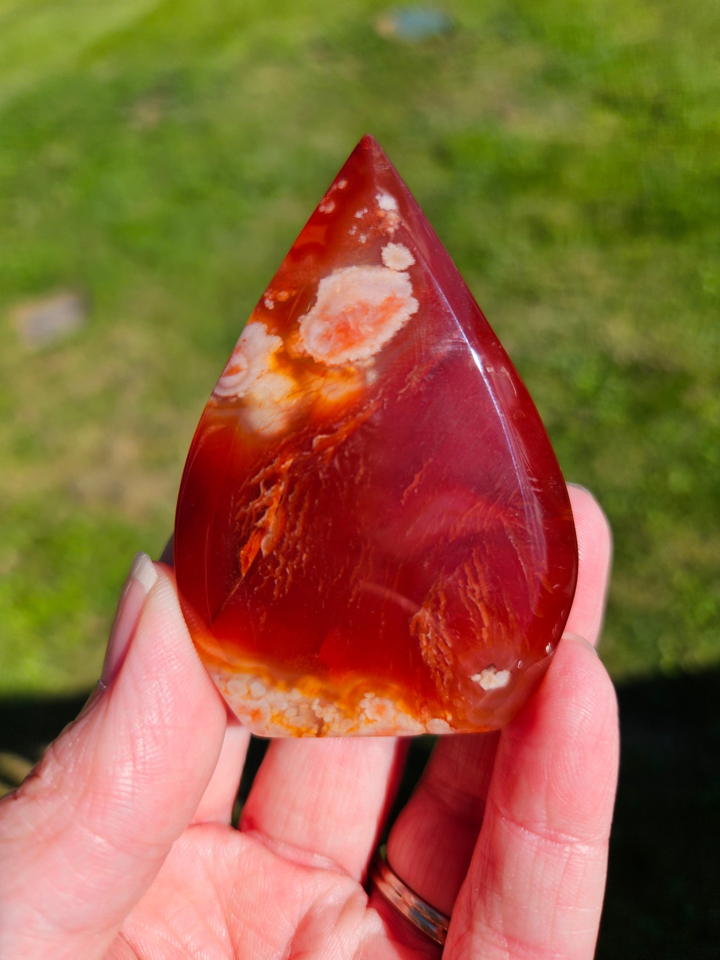 Carnelian Flower Agate Teardrop