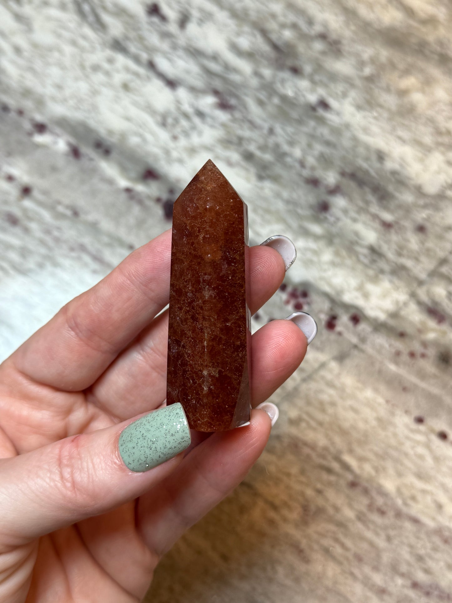 Natural Strawberry Quartz Obelisk Tower