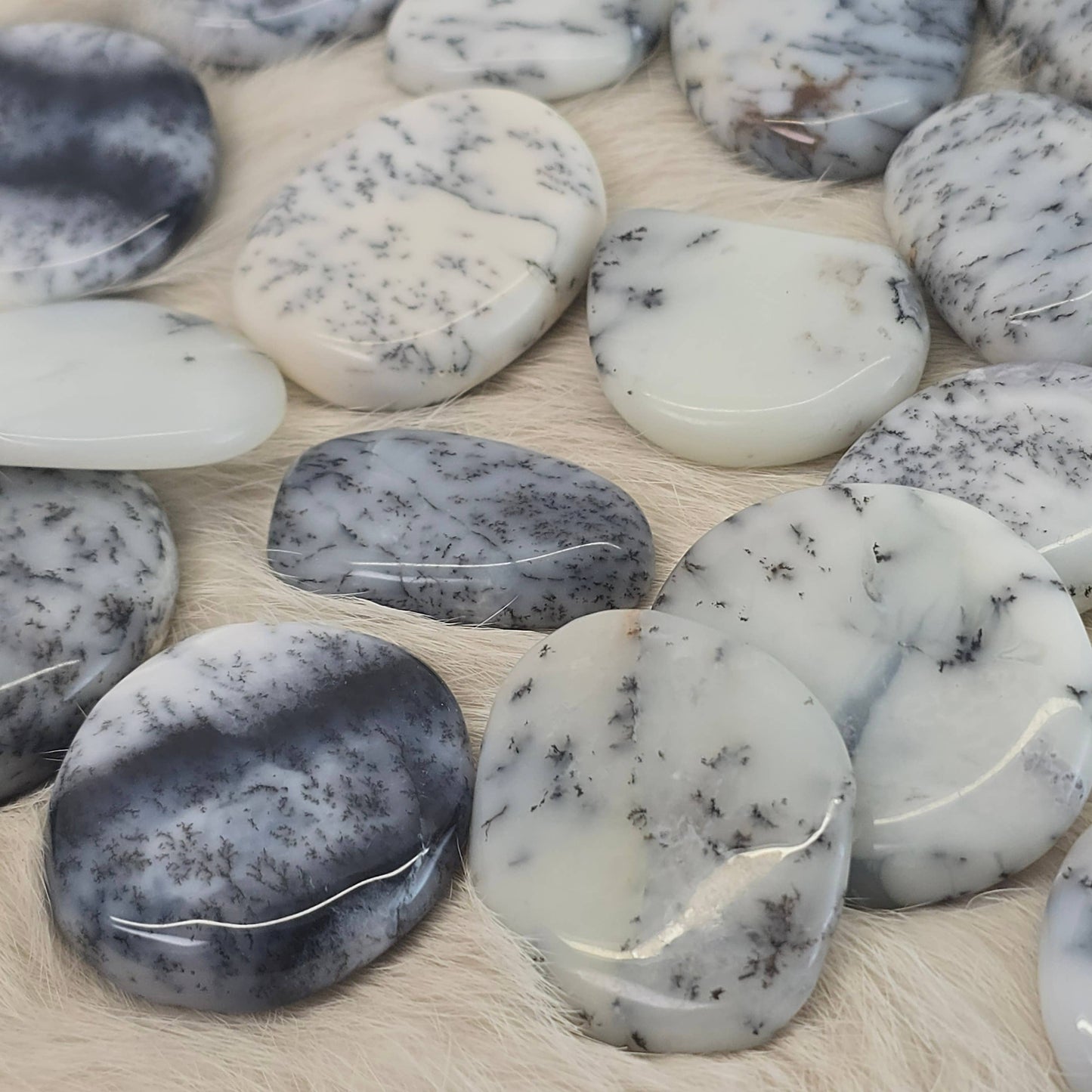 Dendritic Opal Flat Mini Palm Stone ~ Polished Crystals