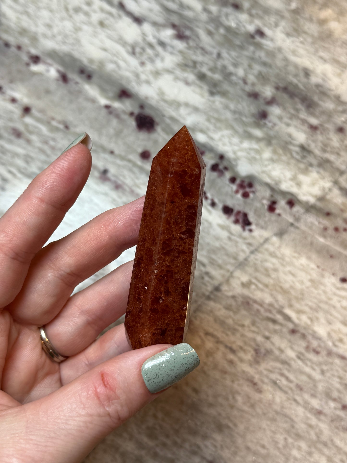 Natural Strawberry Quartz Obelisk Tower