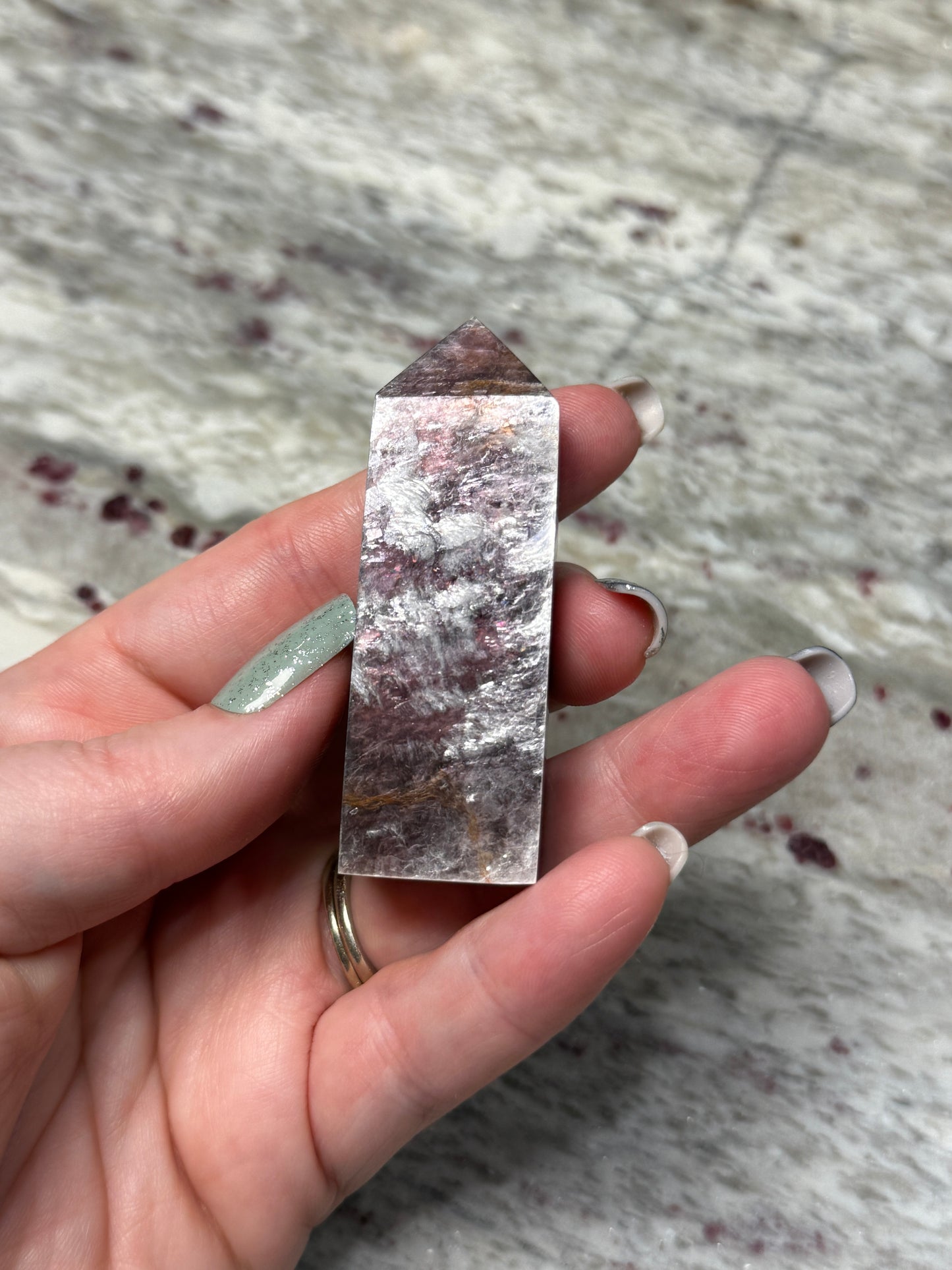 Lepidolite Purple Mica Obelisk Tower Point
