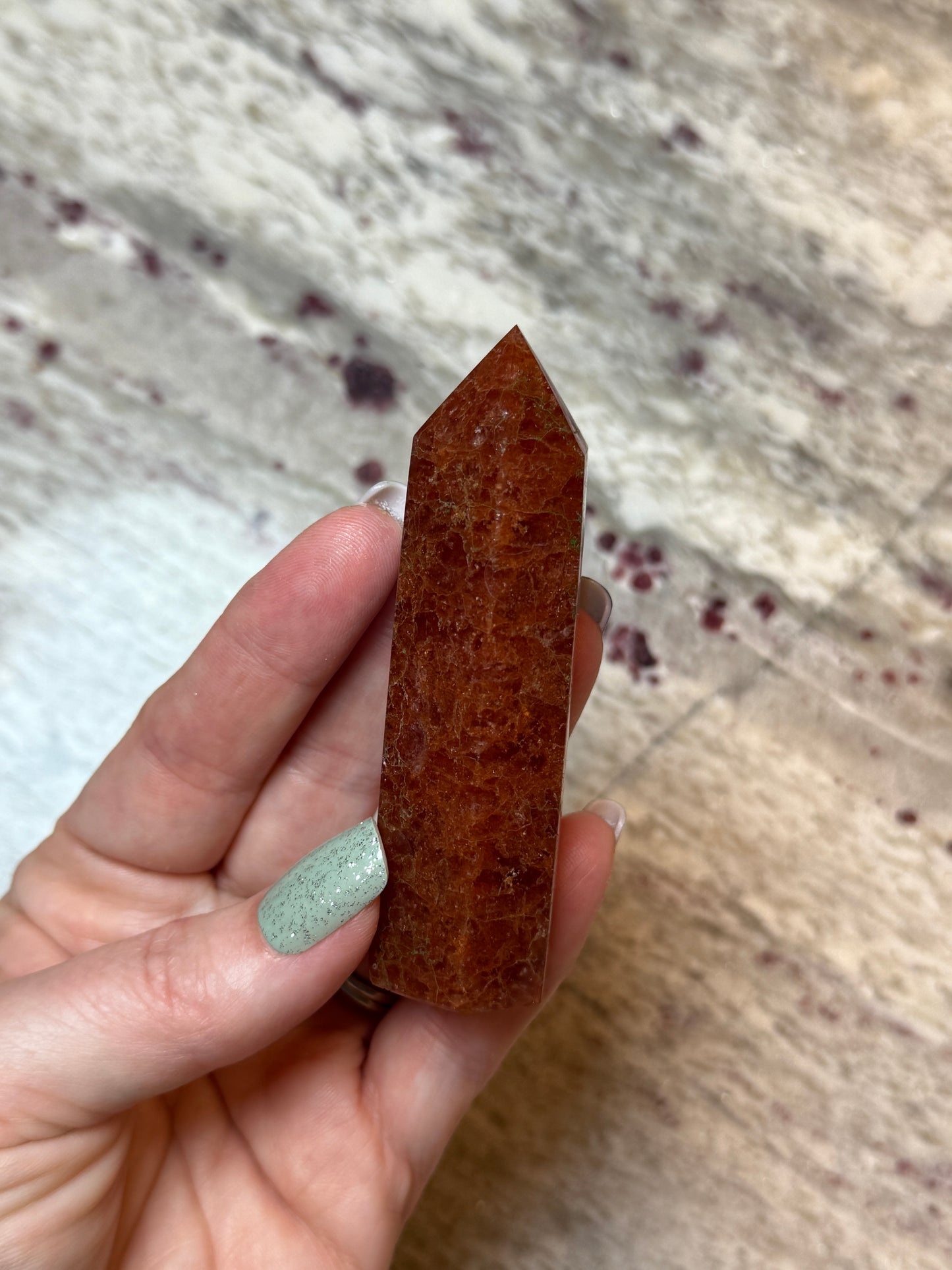 Natural Strawberry Quartz Obelisk Tower