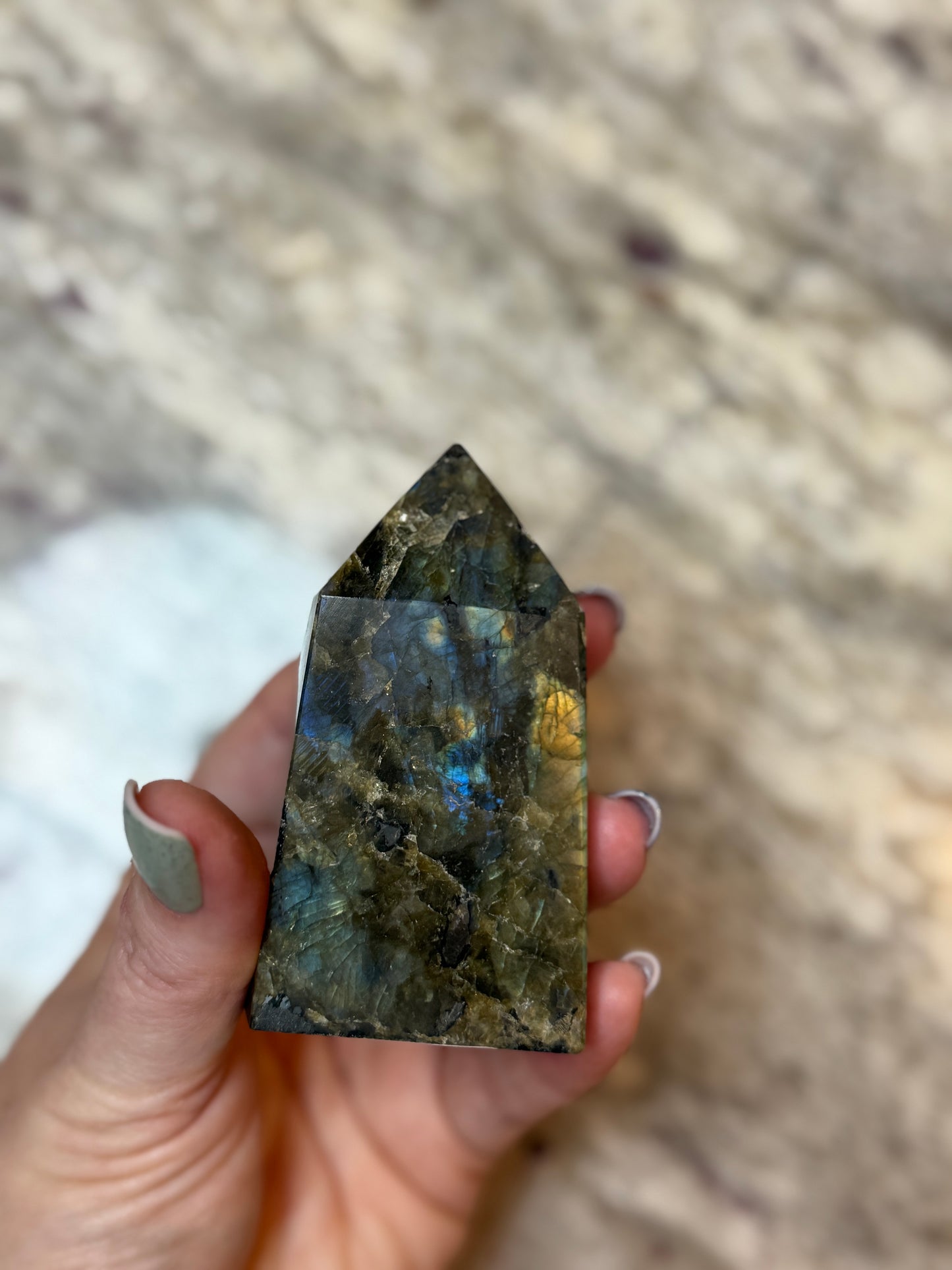 Natural Labradorite Obelisk Tower Point