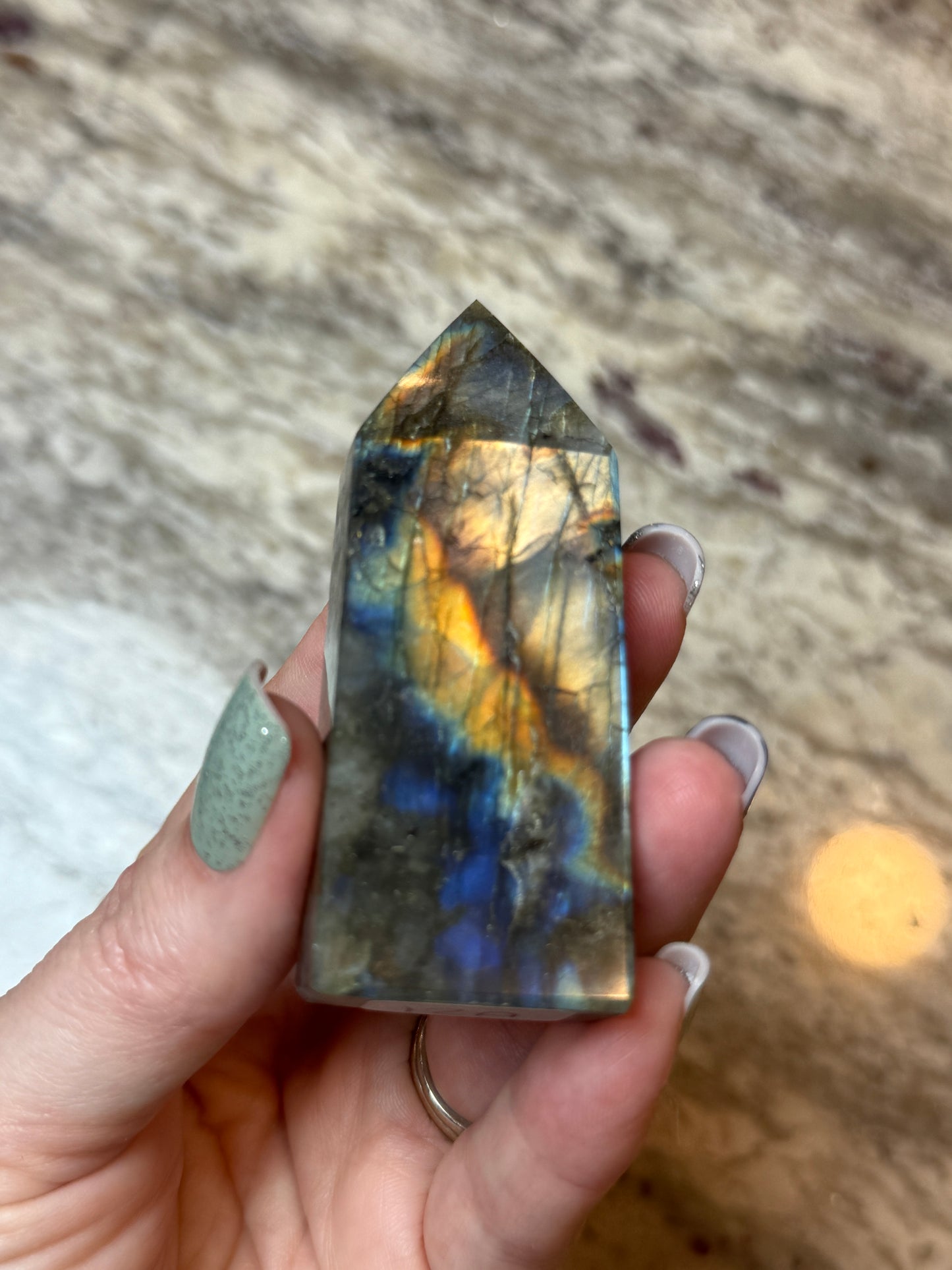 Natural Labradorite Obelisk Tower Point