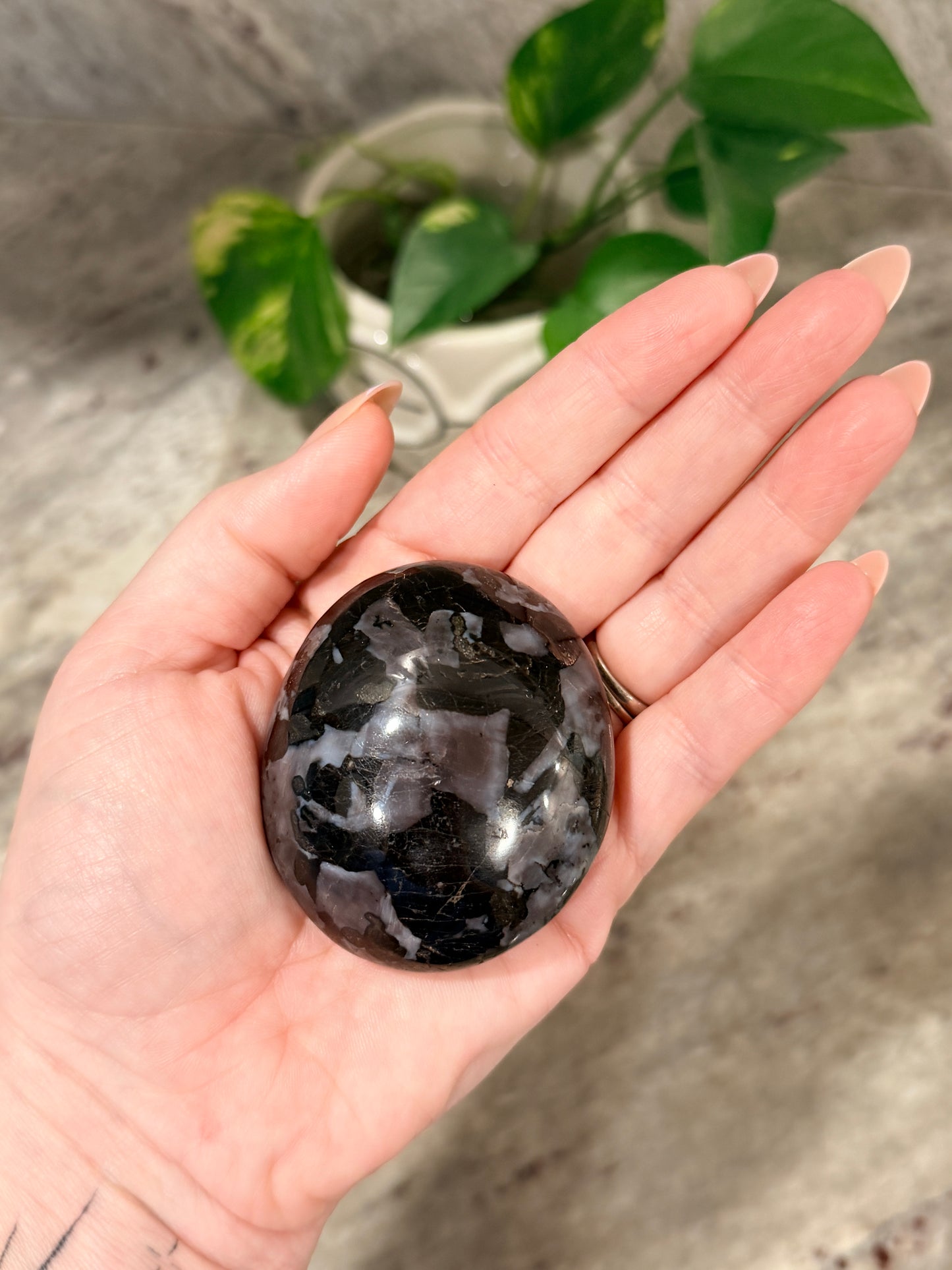 Indigo Gabbro (Mystical Merlinite) Palm Stone
