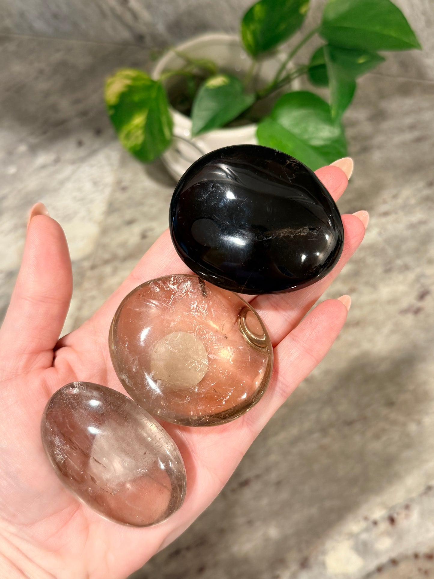 Smoky Quartz Palm Stone