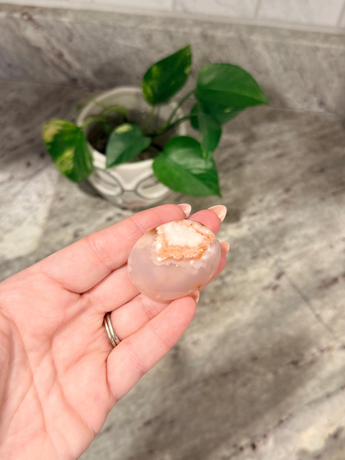 Carnelian Flower Agate Palm Stone