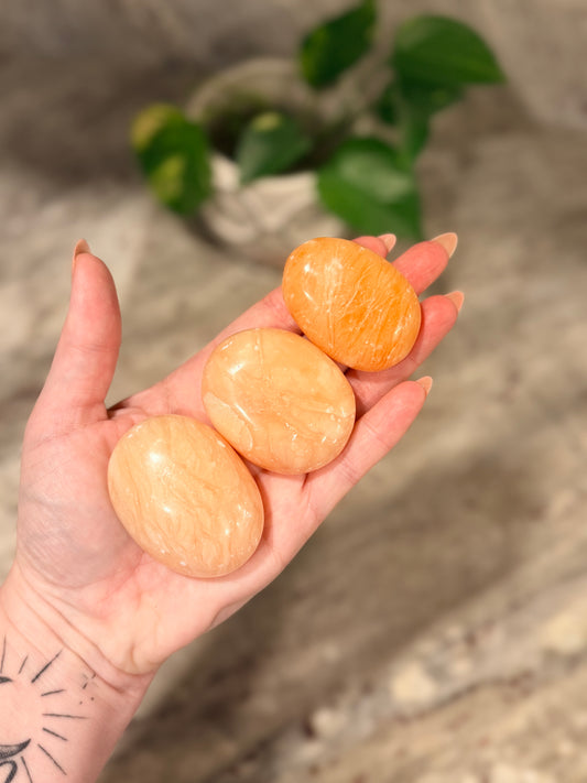 Orange Calcite Palm Stone