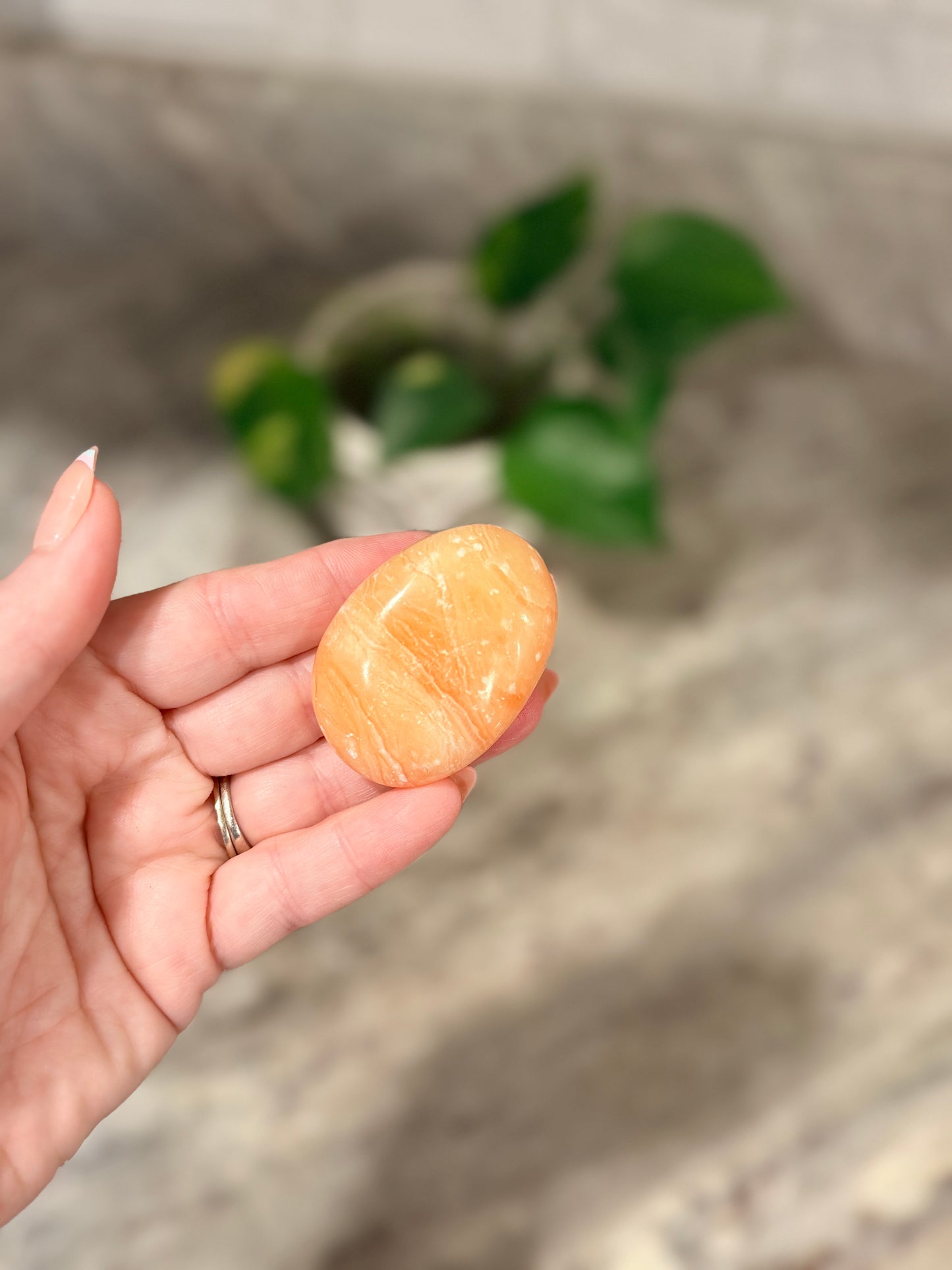 Orange Calcite Palm Stone