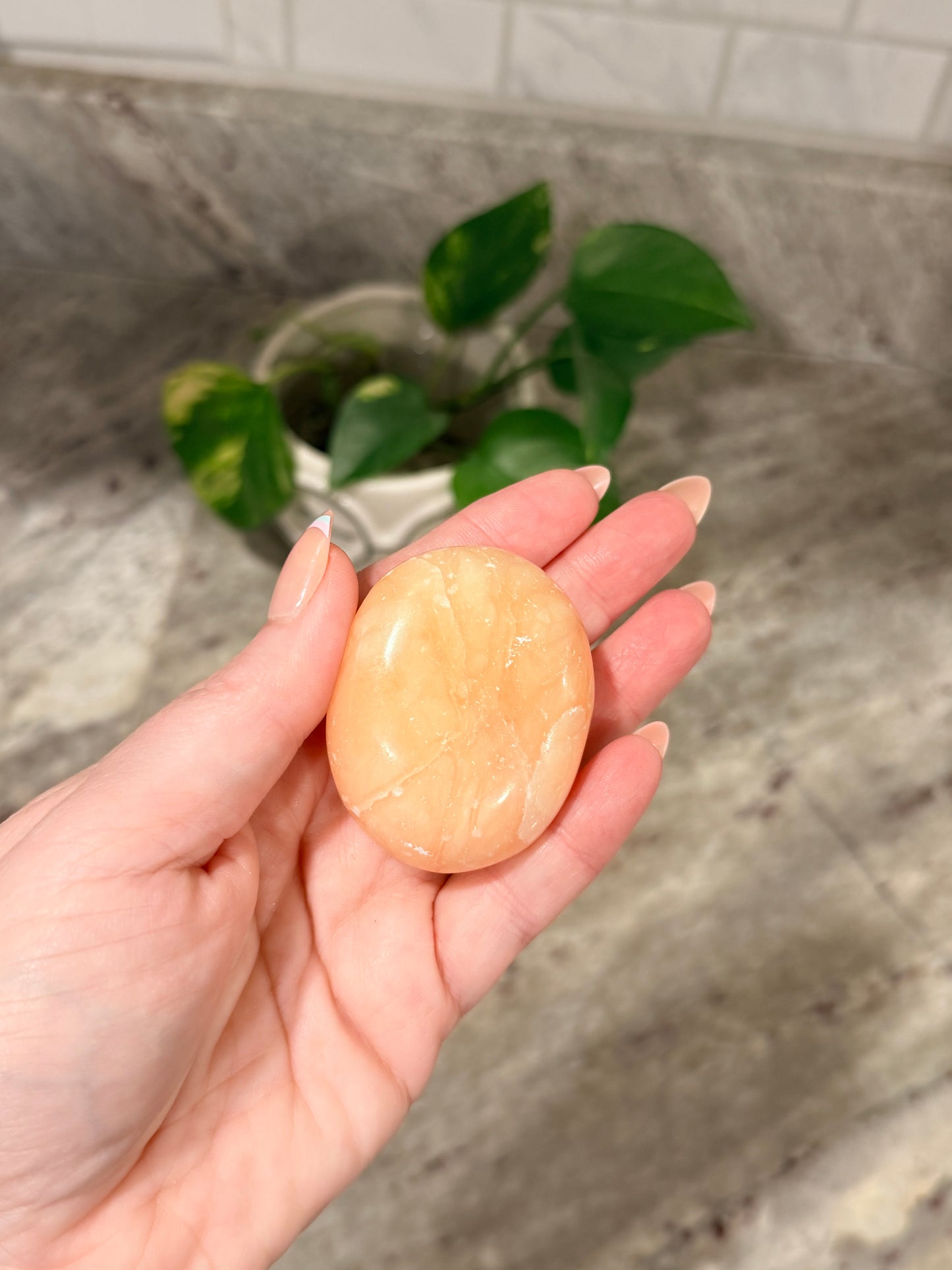 Orange Calcite Palm Stone