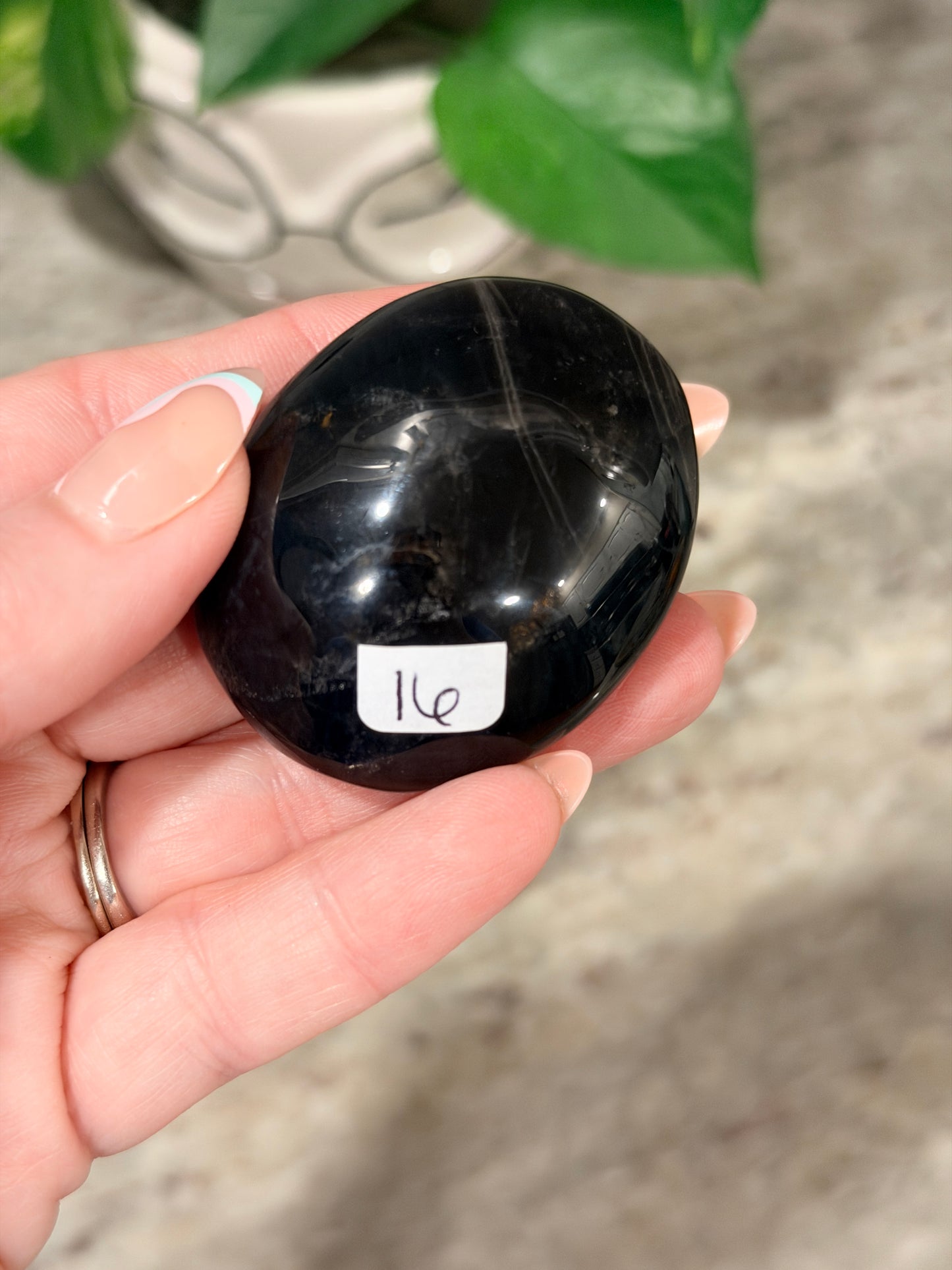Black Rose Quartz Palm Stone